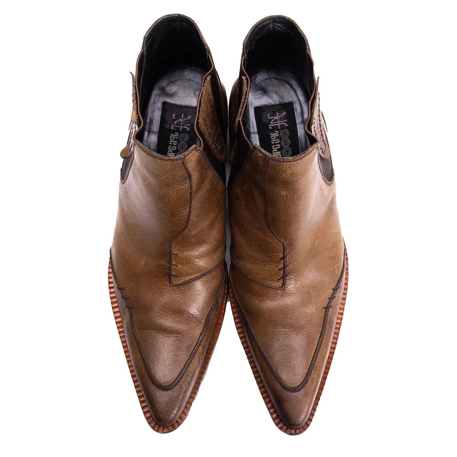 Jean Paul Gaultier Brown Leather Short Ankle Boots with Side Gore Size US 7 / EU 40 - 2 Thumbnail