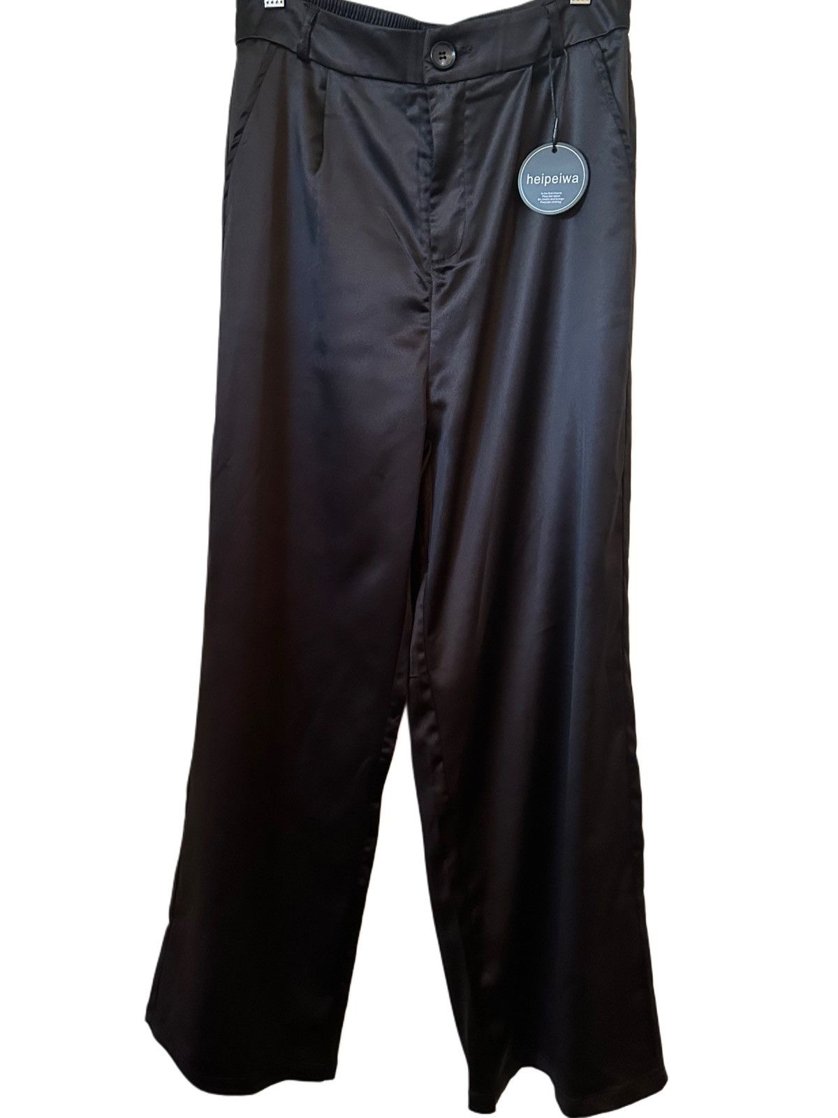Other Women's Black Satin Wide Leg Dress Party Casual Pants Size 32" / US 10 / IT 46 - 4 Thumbnail