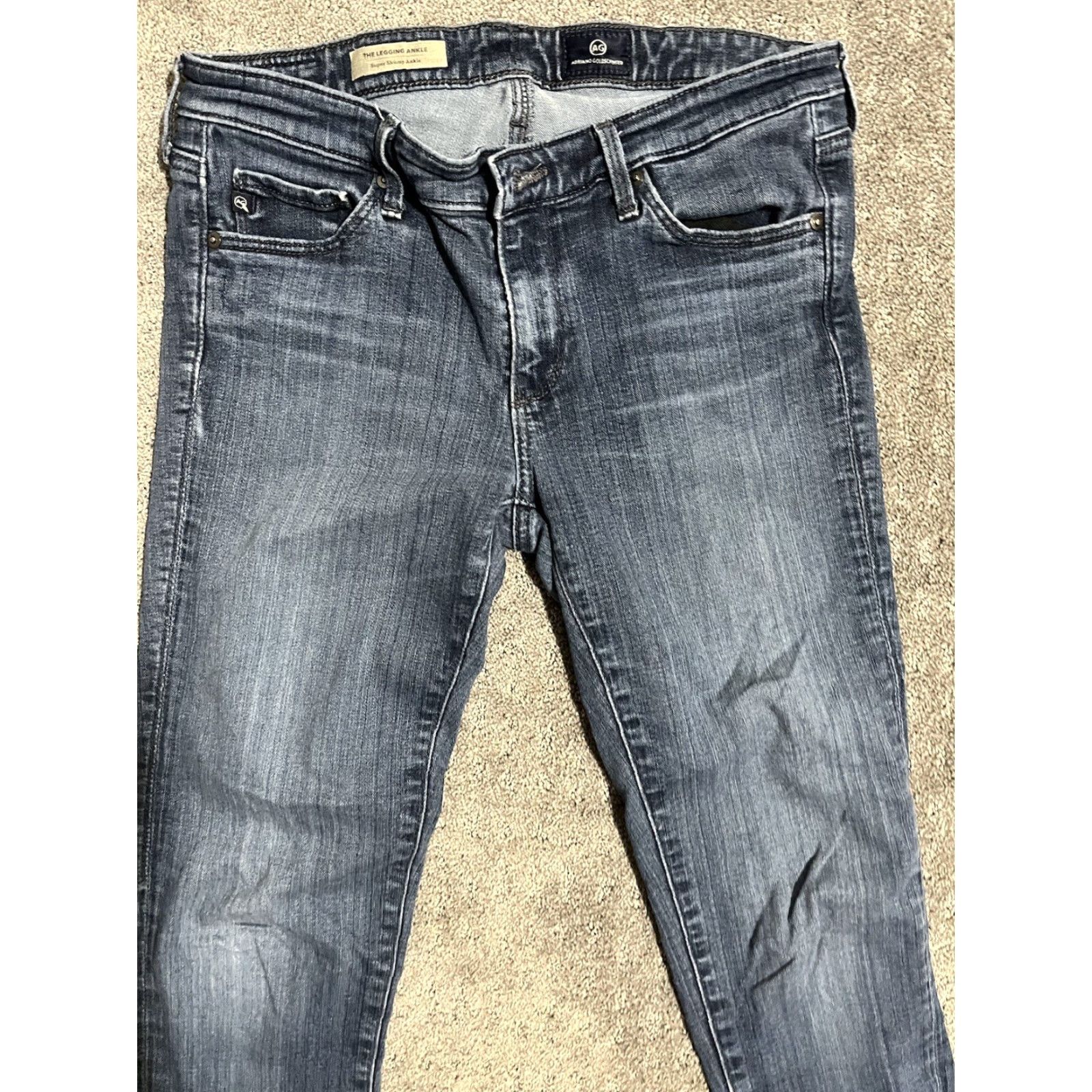 Vintage AG Adriano Goldschmied Jeans Womens 27R The Legging Super Skinny Blue Denim 27 Inseam 28 Logo Stretch Size 27" / US 4 / IT 40 - 2 Thumbnail