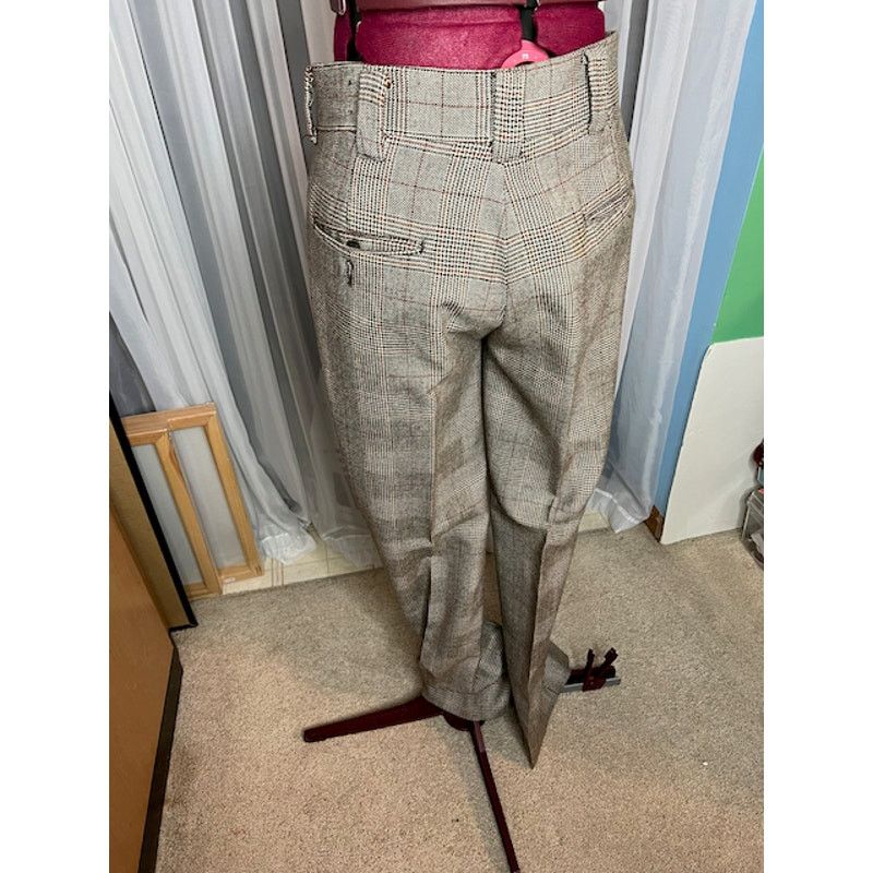 Vintage suit plaid black white brown 1980s Size 44R - 9 Thumbnail