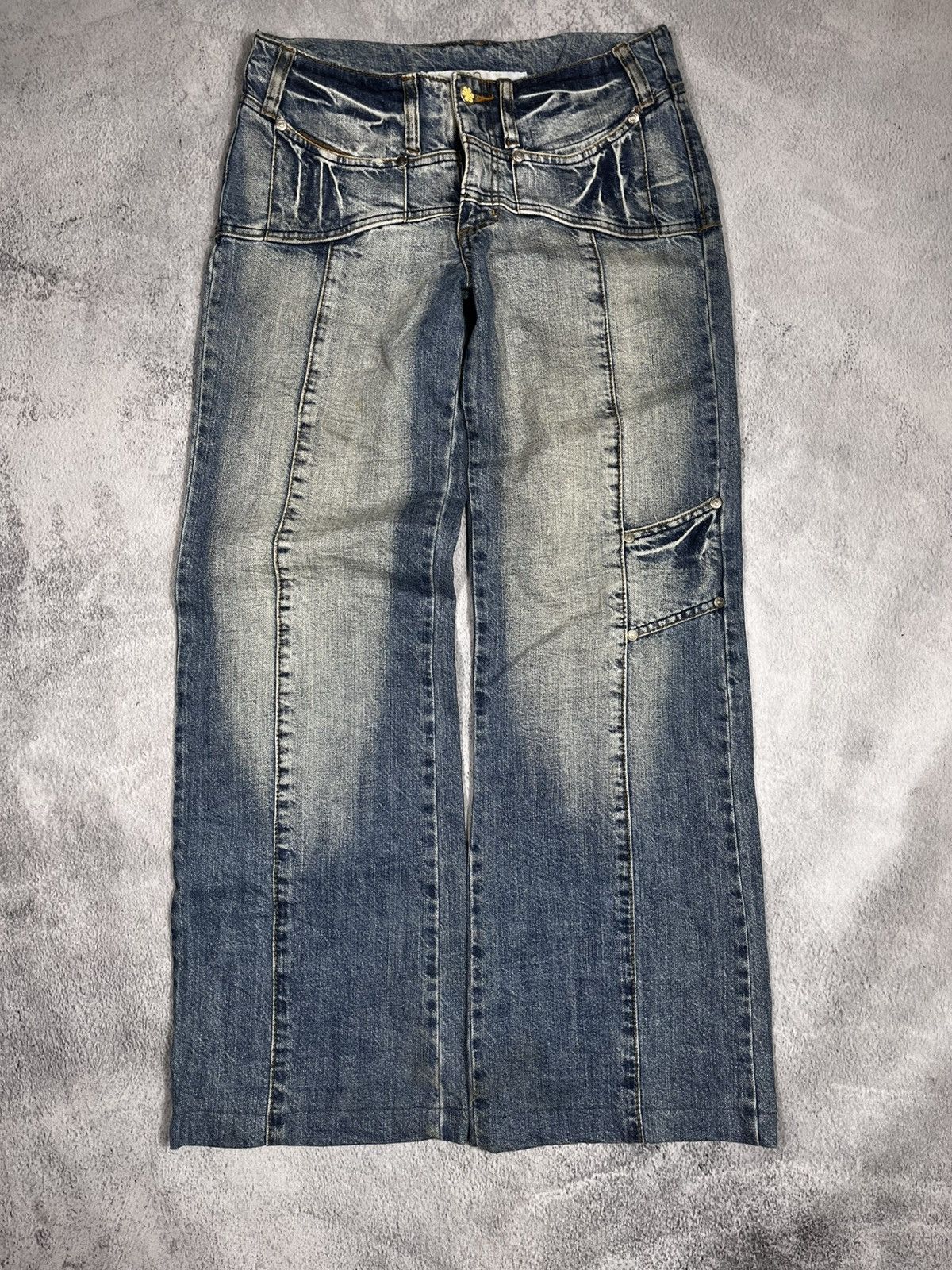 Japanese Brand × Vintage Vintage Y2K wide faded denim jeans 00s style XS Size 27" / US 4 / IT 40 - 1 Thumbnail