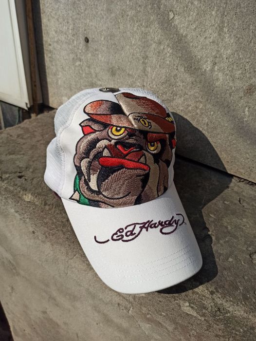 Ed Hardy Edhardy white bulldog cap | Grailed