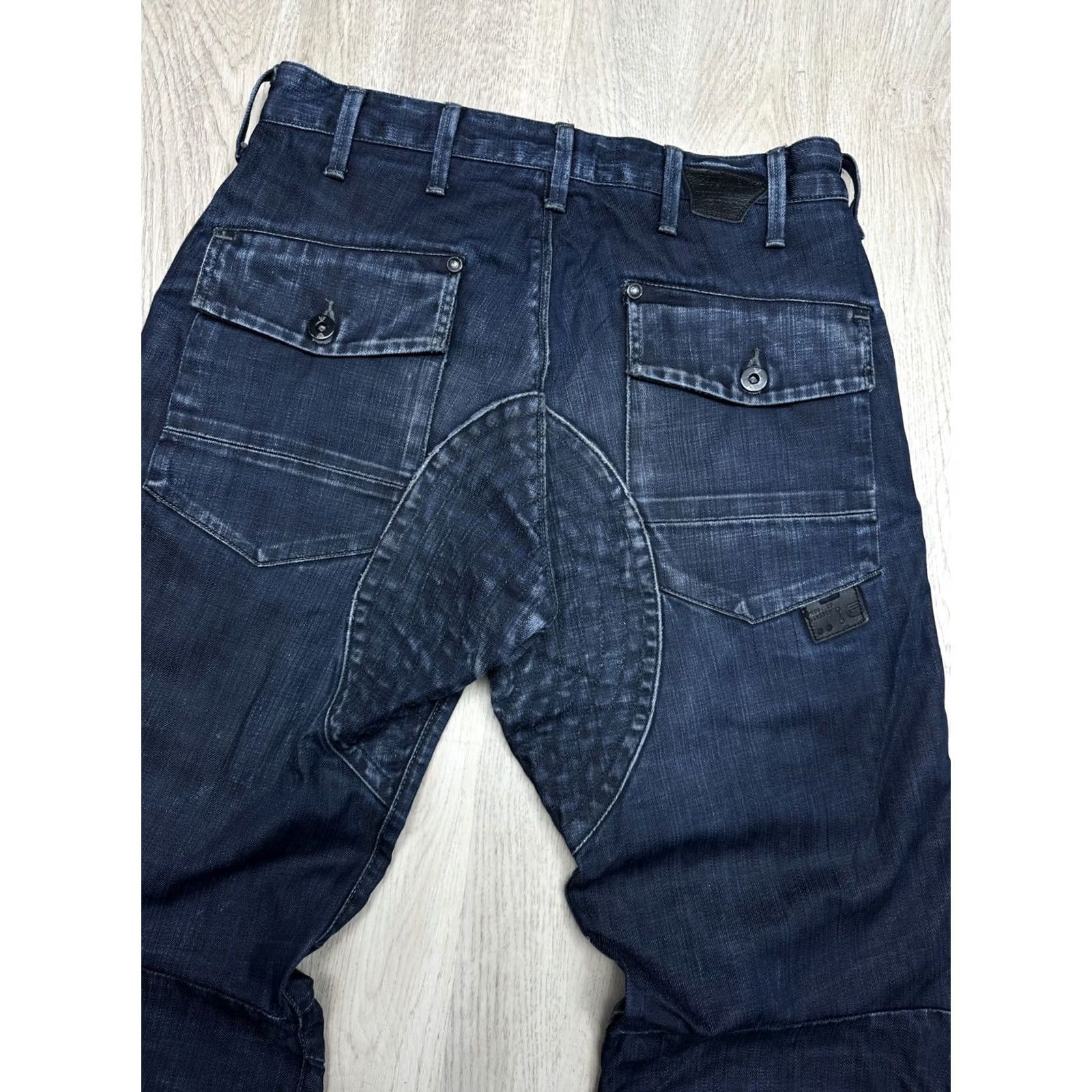 G-Star G-Star Raw Mens Weston Battle Elwood Denim Jeans Double Knee Size 30 Blue Cotton Denim Straight Mens 30 Size US 30 / EU 46 - 7 Thumbnail