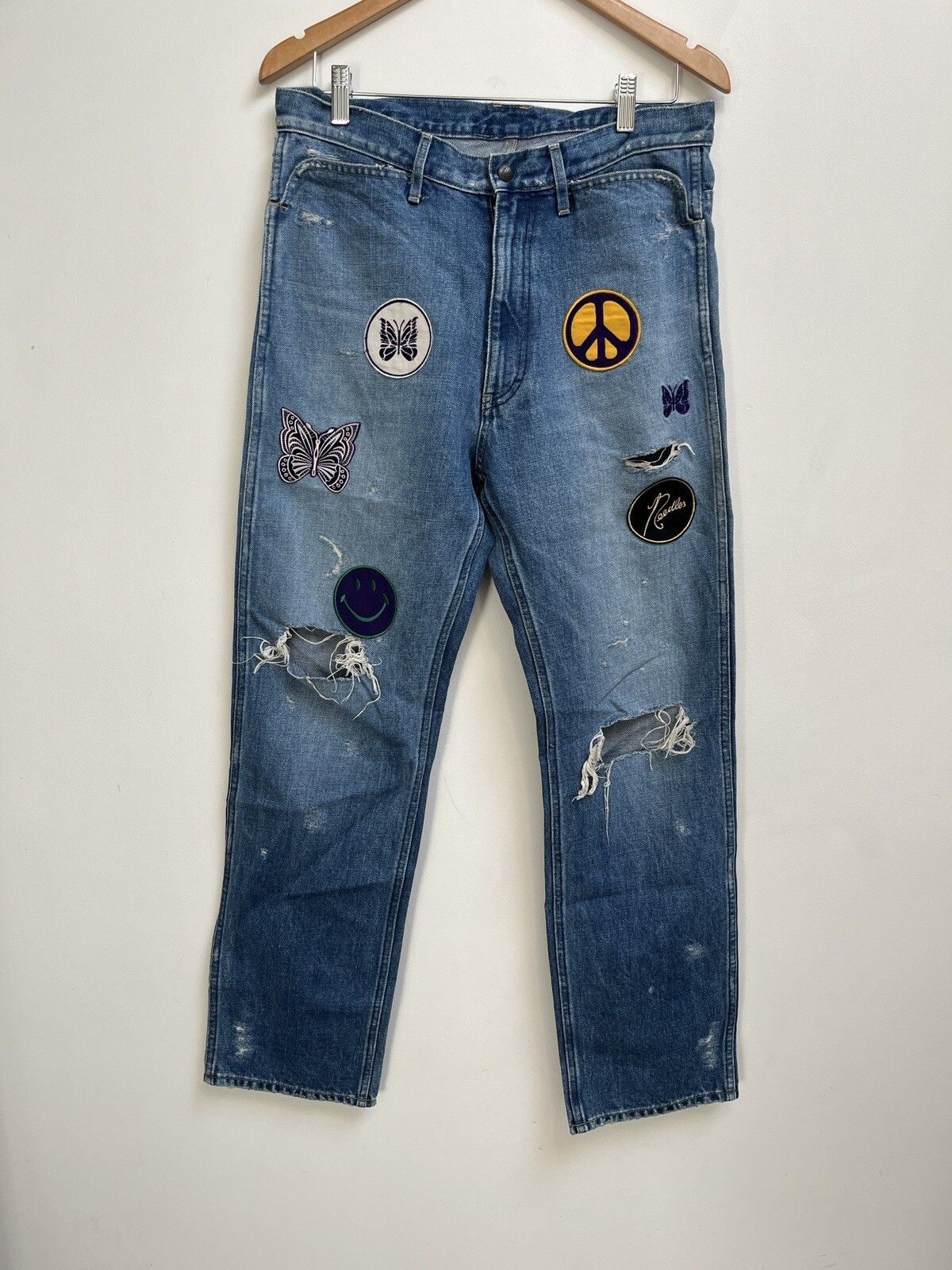 Needles Needles Nepenthes Patches Denim Jeans - Mid Blue Size US 32 / EU 48 - 1 Thumbnail