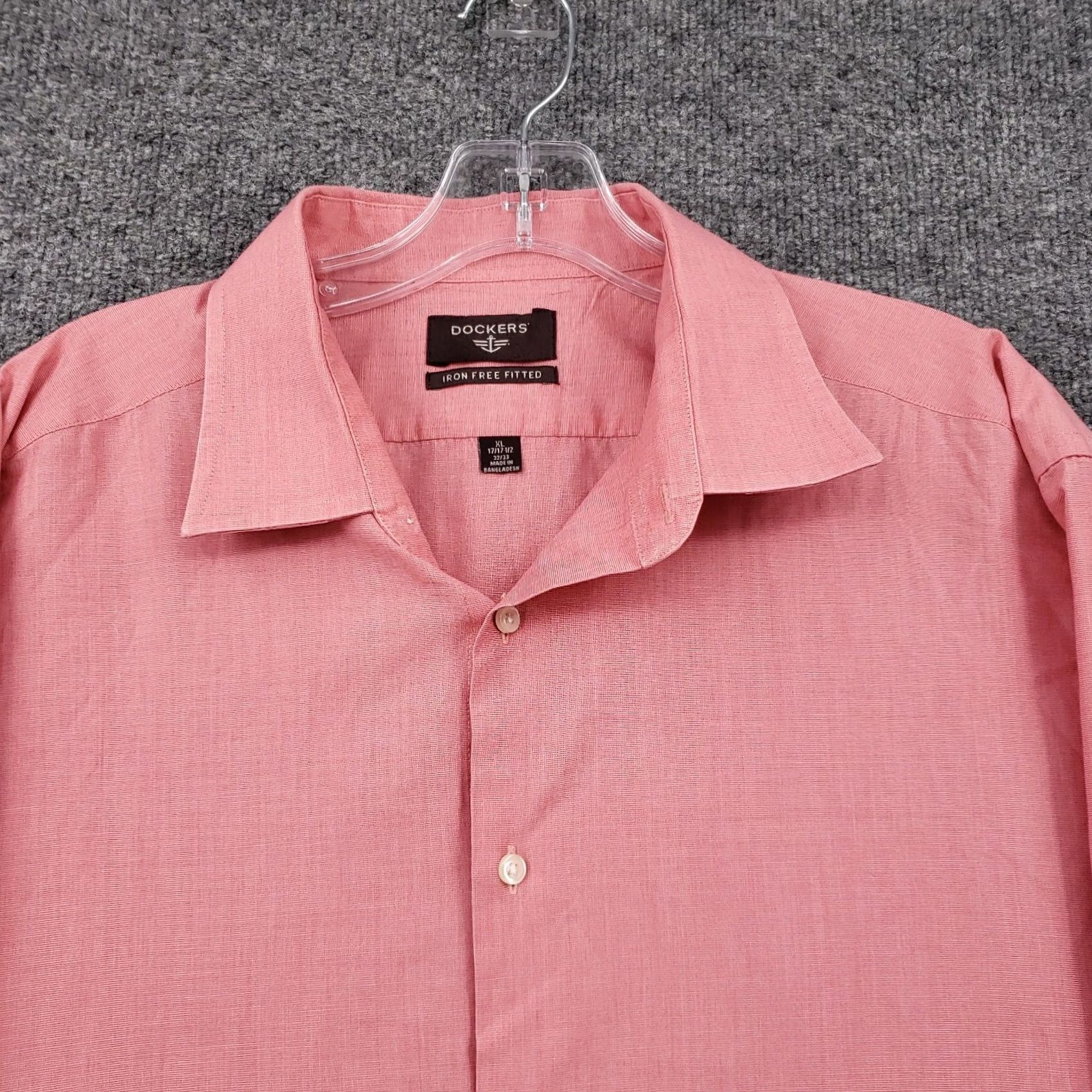 Dockers DOCKERS Dress Shirt Mens XL Red Button-Up Fitted Long Sleeves Cotton Iron Free Size 46R - 5 Thumbnail