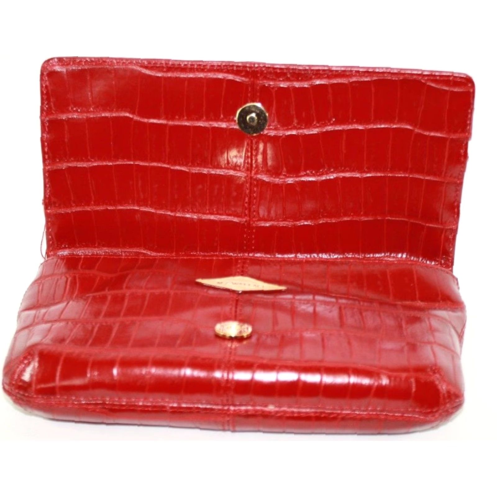MZ Wallace MZ Wallace Eve Red Leather Crocodile Look Clutch Handbag Purse 10"x5" Zip Size ONE SIZE - 2 Thumbnail
