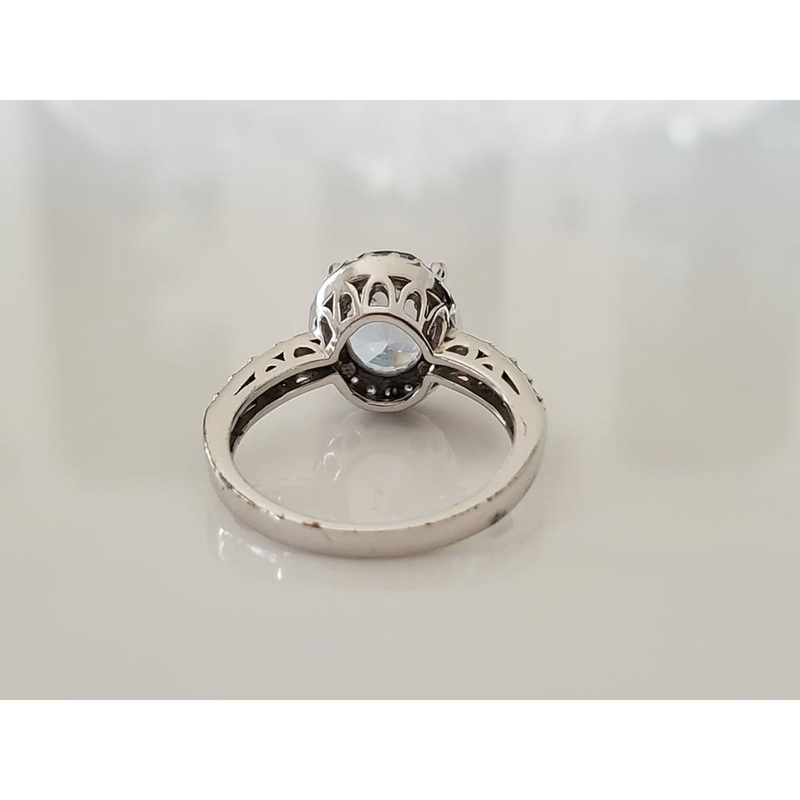 Other Blue Stone and CZ Halo Sterling Silver Ring Size ONE SIZE - 3 Thumbnail
