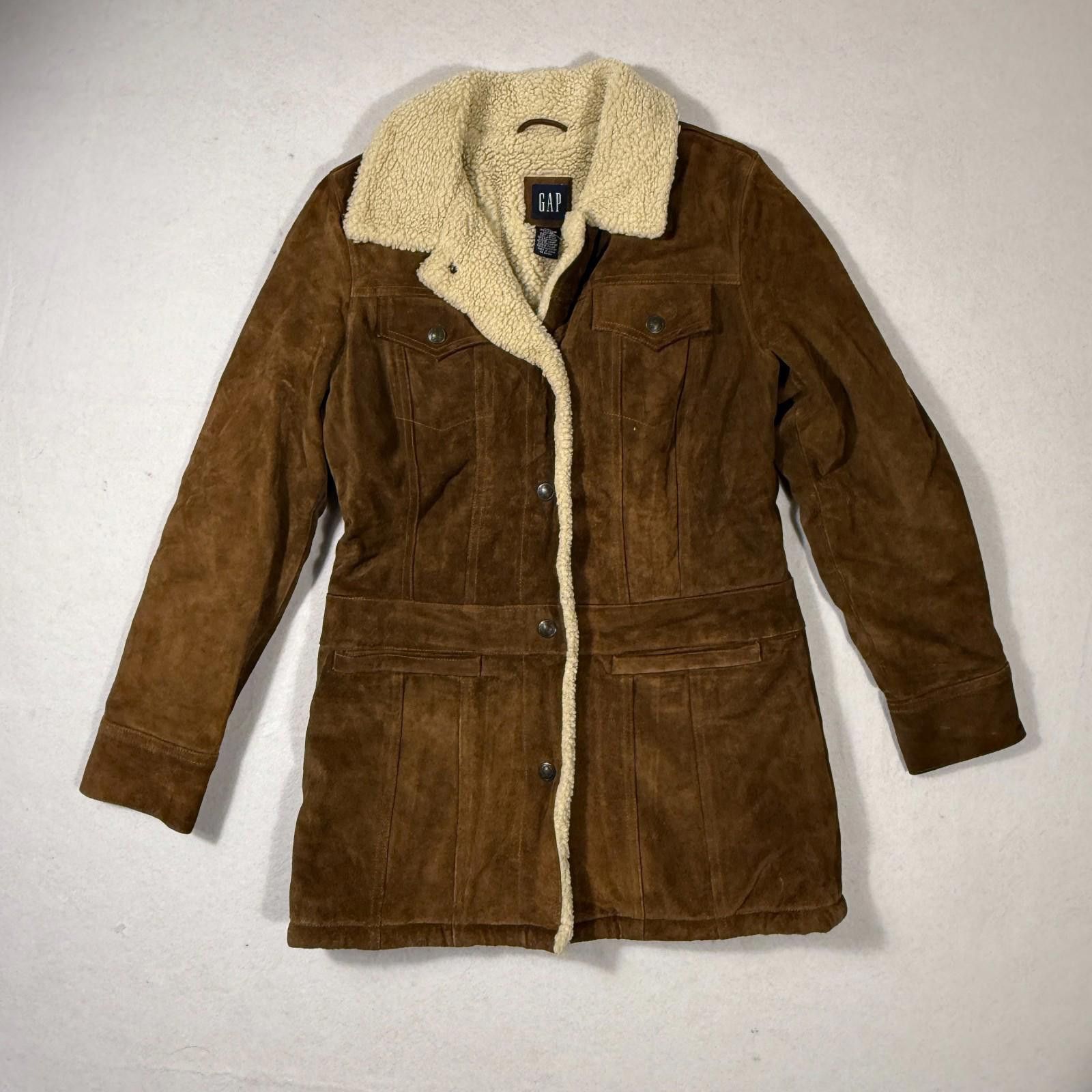 Gap GAP Y2K Genuine Suede Sherpa Jacket Coat Women Size Small Size S / US 4 / IT 40 - 1 Thumbnail