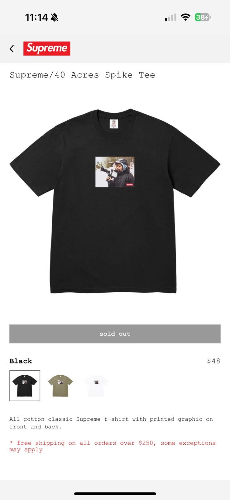Supreme Supreme/40 acres spike tee Size US M / EU 48-50 / 2 - 1 Preview