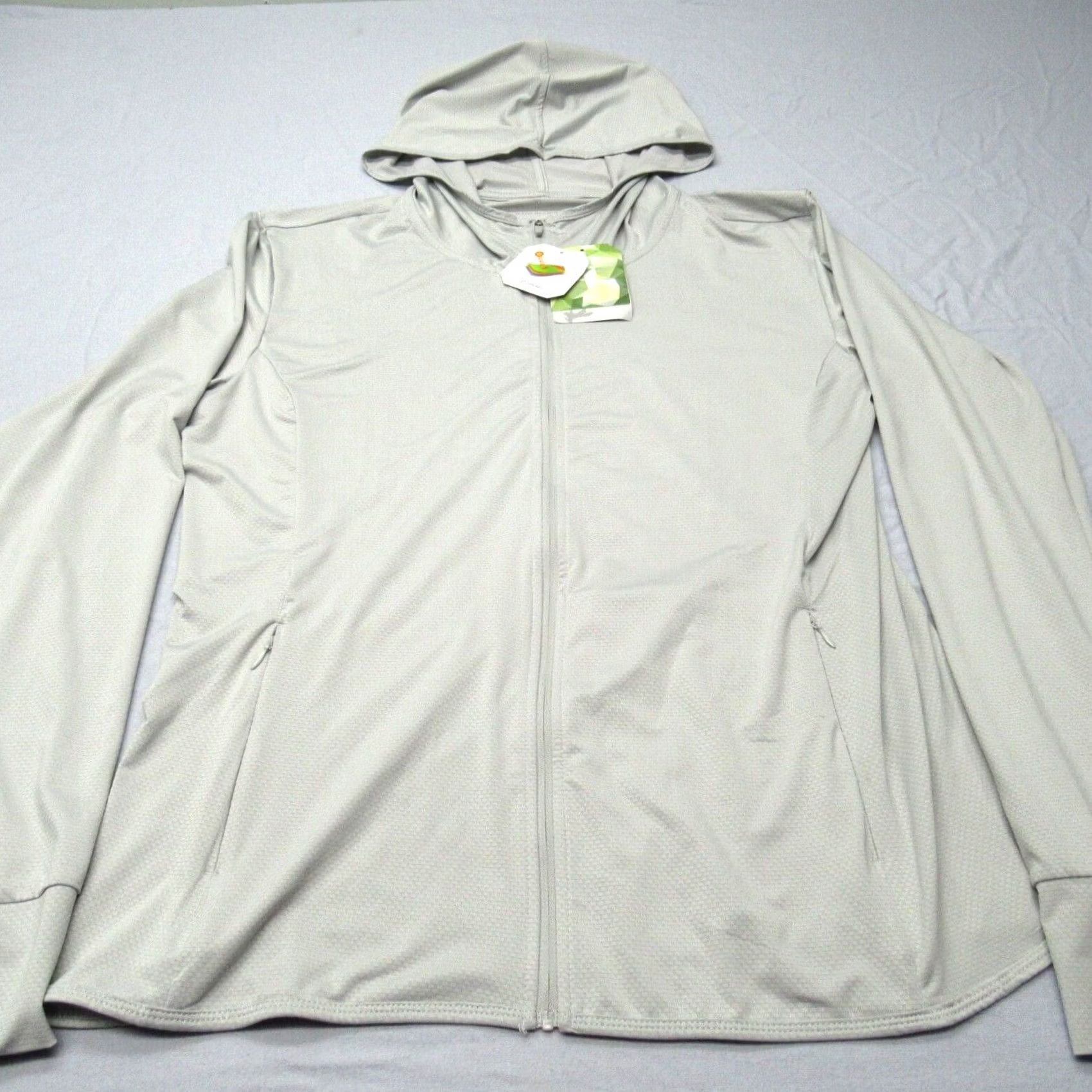 Vintage Libin Jacket Womens XL Gray Hooded Full Zip Pockets UPF 50+ Activewear NEW Size XL / US 12-14 / IT 48-50 - 2 Thumbnail