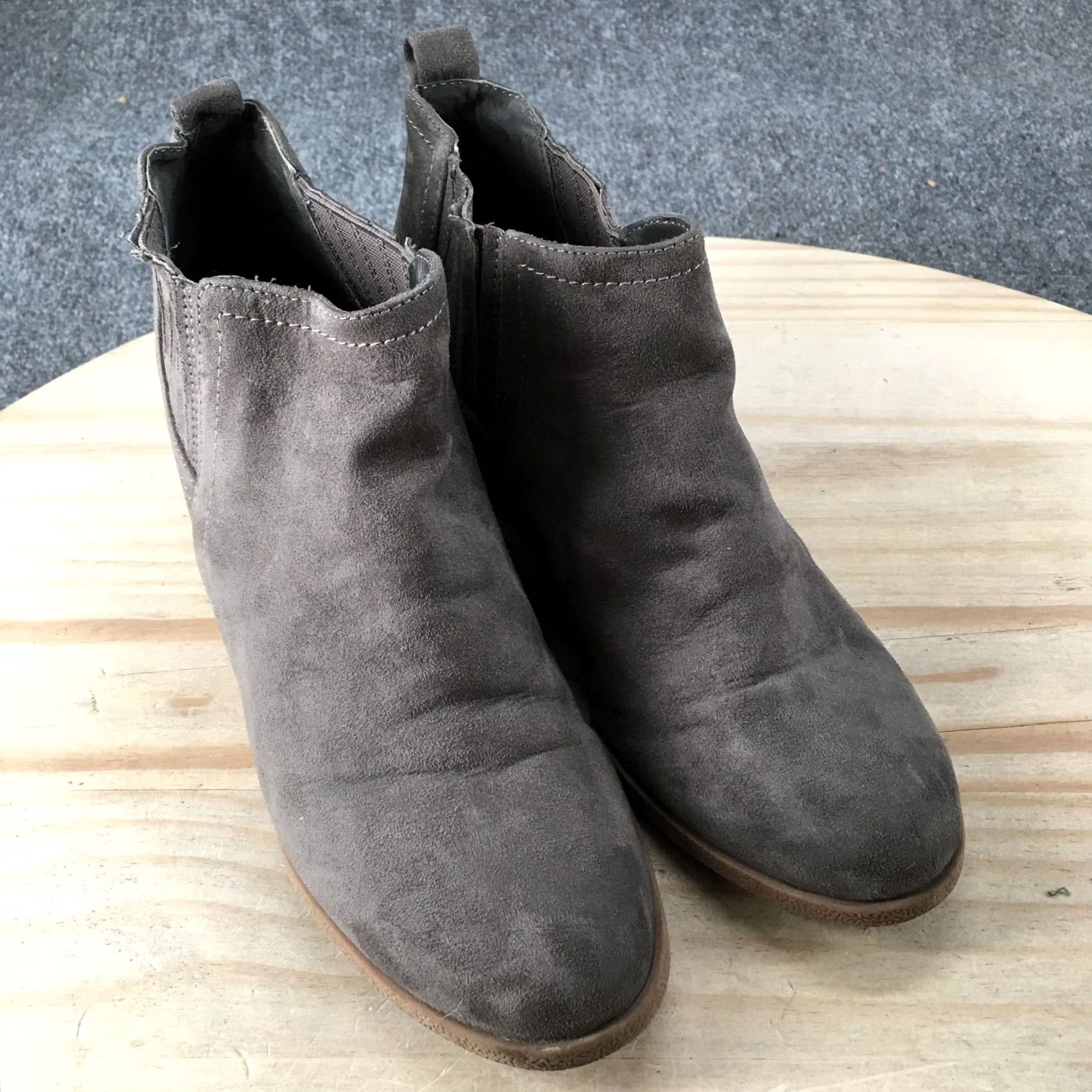 Dolce Vita DV8 By Dolce Vita Boots Womens 9 Ankle Booties Gray Suede Pull On Wedge Heel 2 1/2" Casual Size US 9 / IT 39 - 3 Thumbnail