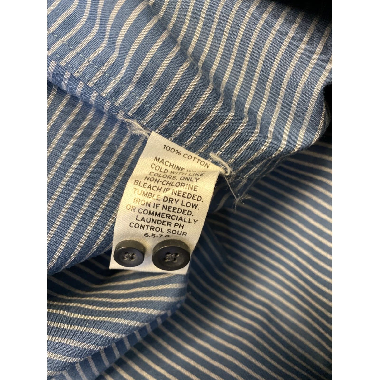 Vintage Calibrate Dress Shirt Men 15.5 Slim Indigo Striped Non-Iron Stretch 34/35 Button Collar Long Sleeve Modern Business Mens Size US M / EU 48-50 / 2 - 7 Thumbnail
