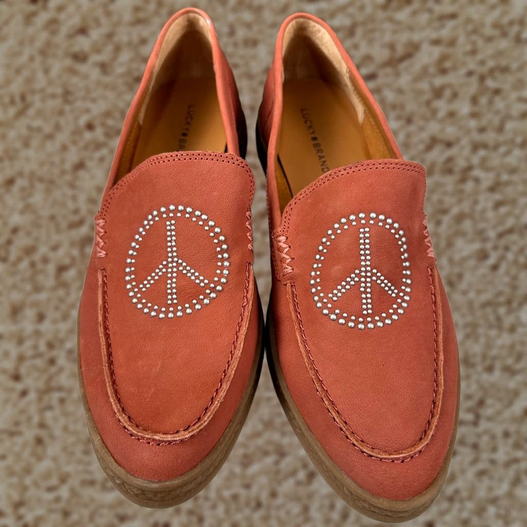Lucky Brand Reony Loafers Womens 7.5 M Coral Orange Leather  display picture 1