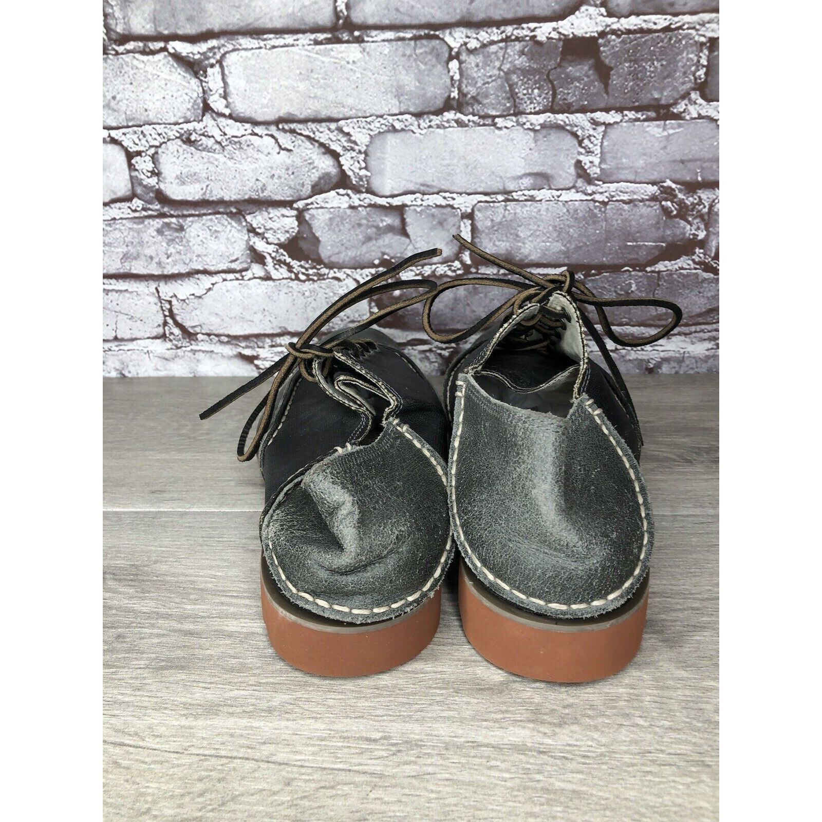 Sperry Sperry Top Sider Gray Black Leather Oxfords Lace Up Shoes Me Size US 11.5 / EU 44-45 - 4 Thumbnail