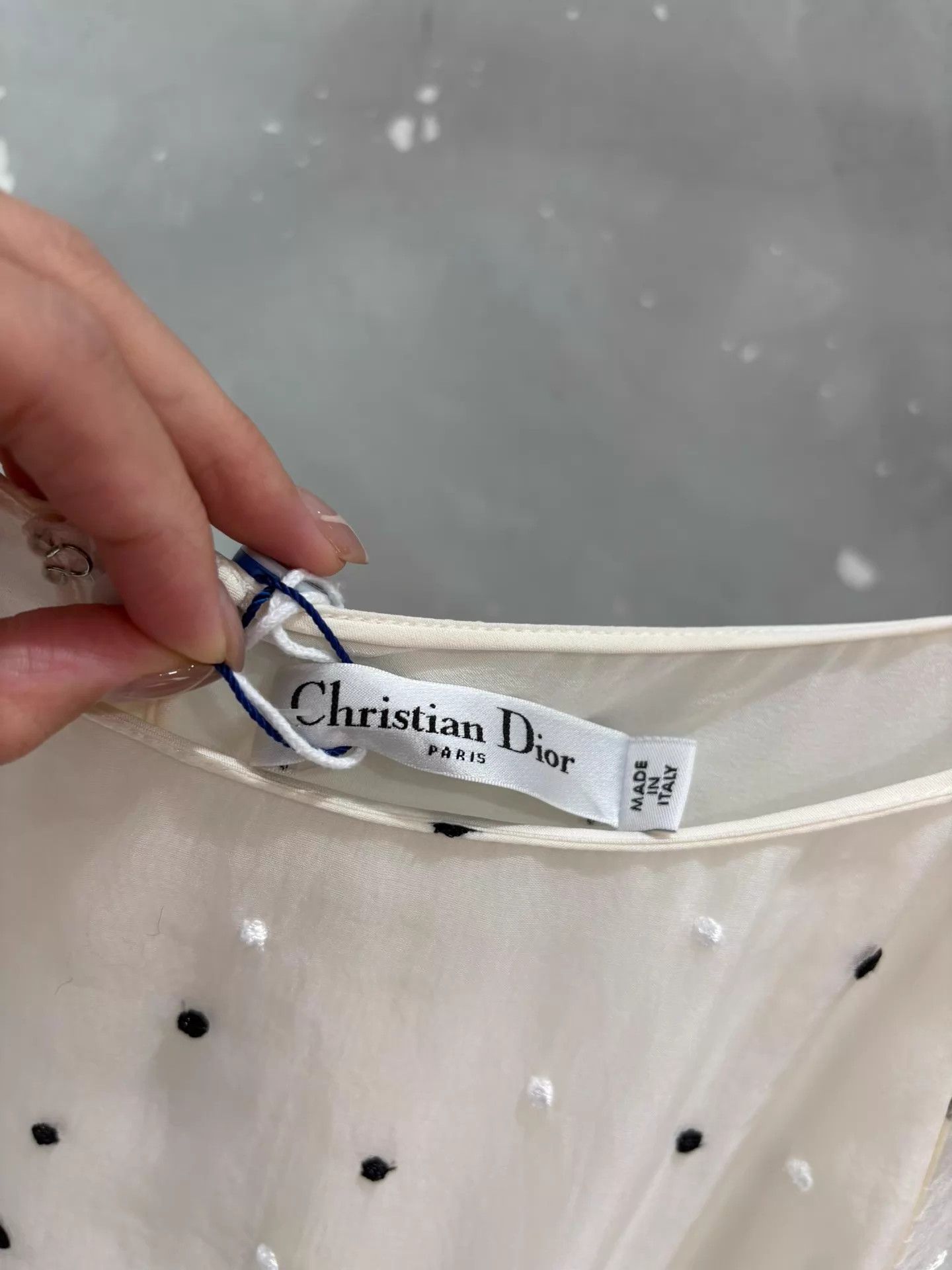 Dior Dior AB cream white polka dot 100% silk rn 38 mint Size S / US 4 / IT 40 - 3 Thumbnail