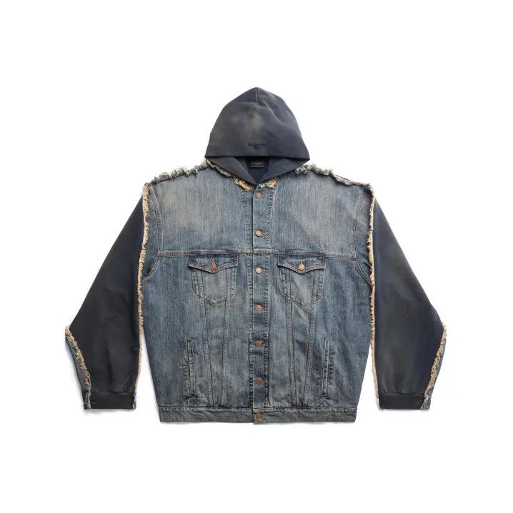 Balenciaga Casual Blue Hooded Jacket for Unisex