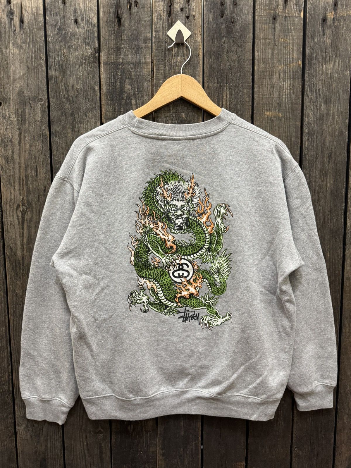 🔥Very Rare Vintage 90's Stussy Green Dragon Sweatshirt