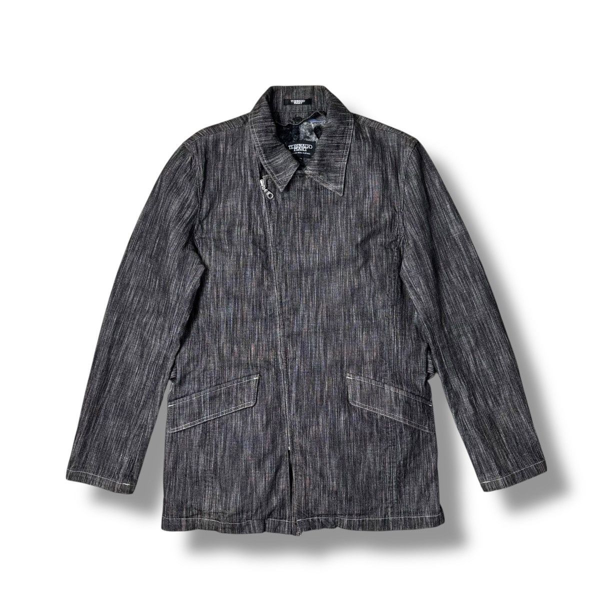 Tornado Mart Tornado Mart Japan Double Collar Zipper Belted Denim Coat Size US L / EU 52-54 / 3 - 3 Thumbnail