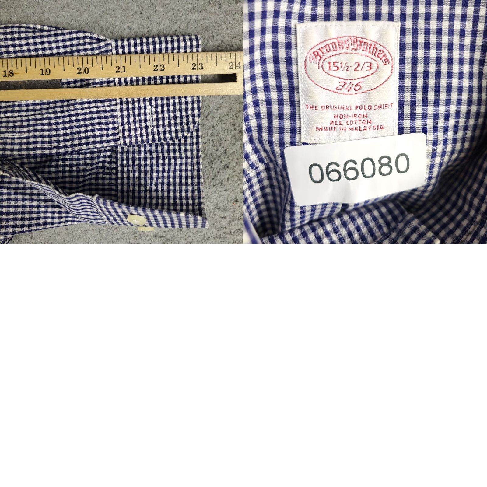 Brooks Brothers Brooks Brothers Shirt Mens 15.5 Blue Check Dress Button Up Long Sleeve Size 42R - 8 Thumbnail