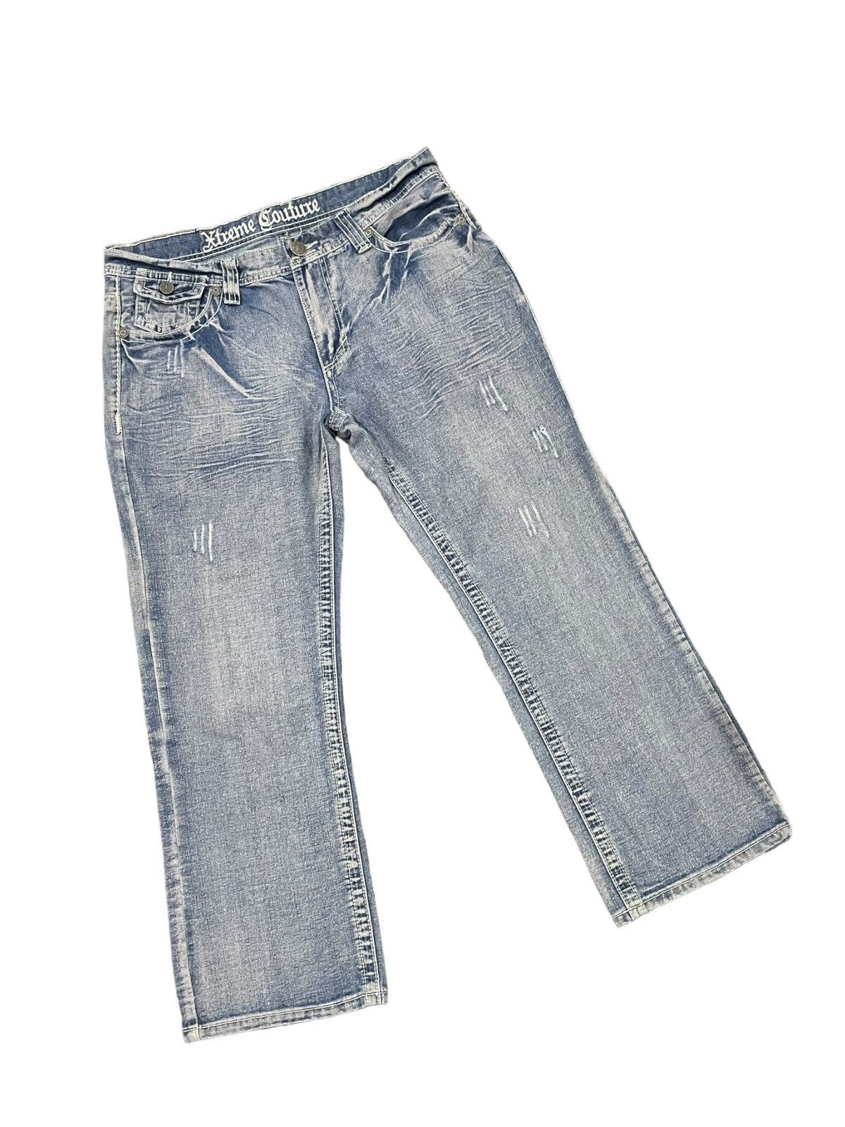 If Six Was Nine Xtreme Couture Cross Pocket Jeans Size US 35 - 12 Thumbnail