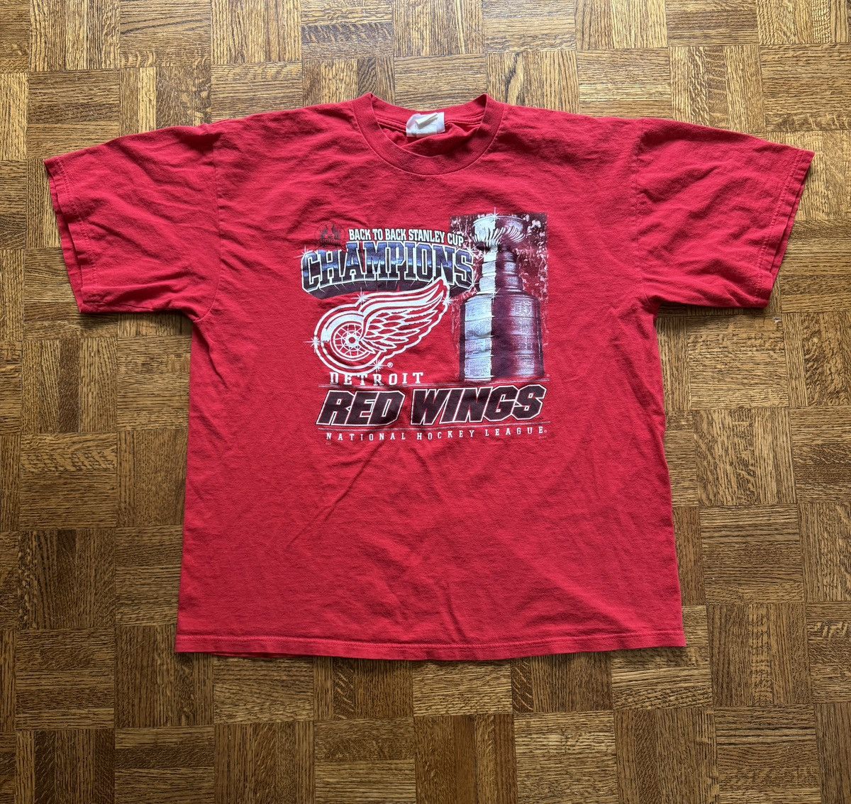 Vintage Vintage 90s Detroit Red Wings Stanley Cup Champions Tee Size US XL / EU 56 / 4 - 1 Thumbnail