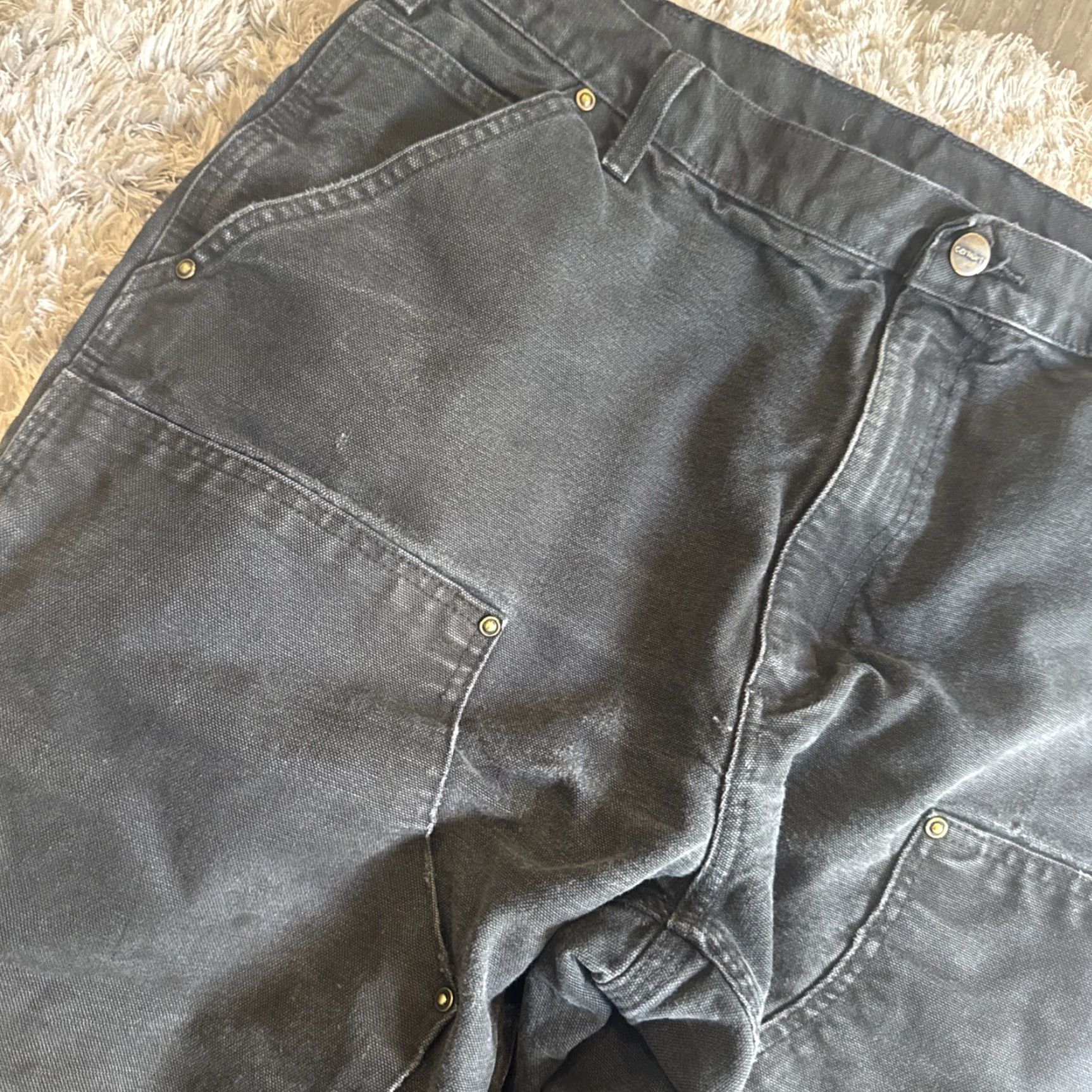 Carhartt VINTAGE Carhartt Jeans 00s Black Double Knee Carpenter Workwear Men’s 38x27 Straight 90s Mens Size US 38 / EU 54 - 5 Thumbnail