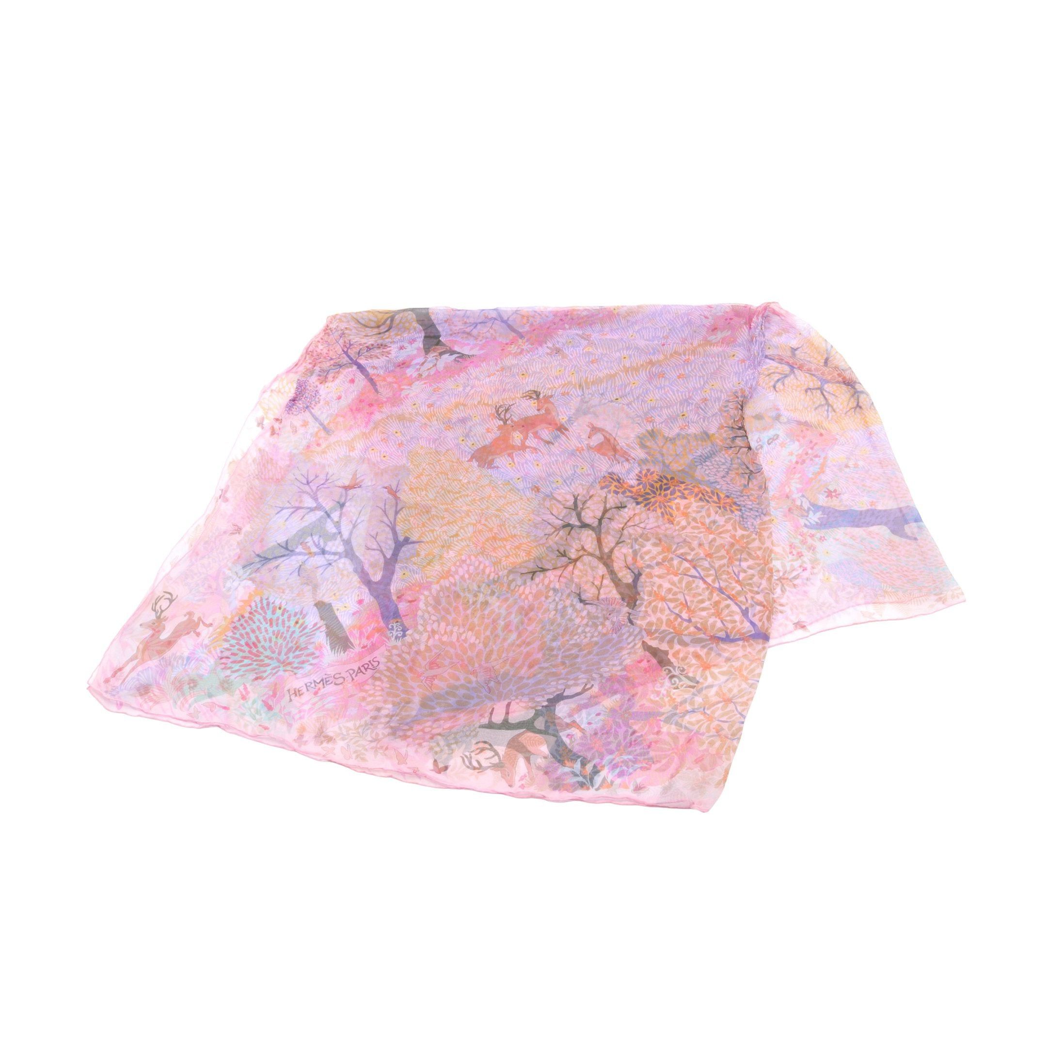 Hermes Hermes Shawl Carré 140 Muslin Dans Un Jardin Anglais Large Size Stall Silk Pink Multicolor Size ONE SIZE - 1 Thumbnail