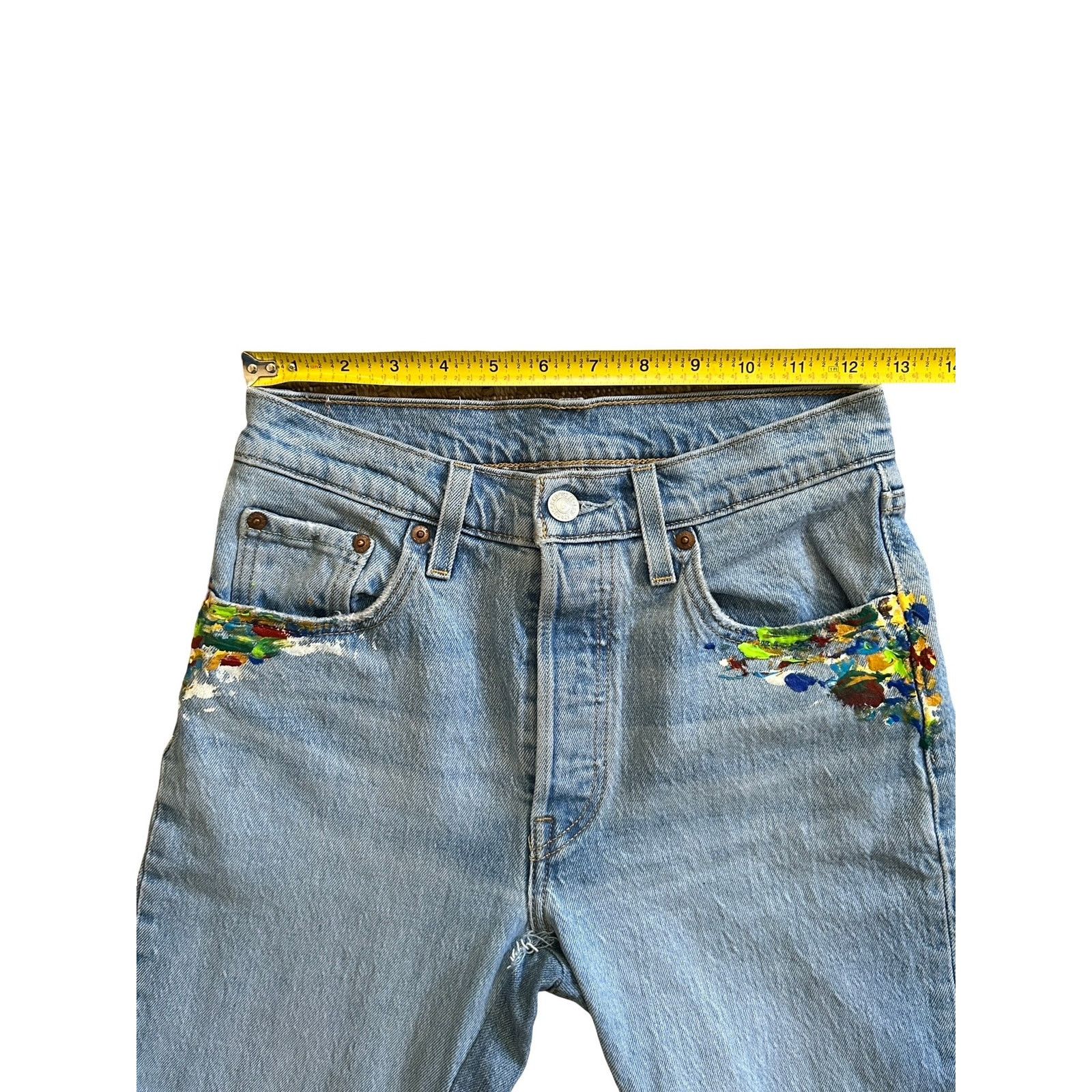 Levi's Custom Reworked Levi's 501 Split-Hem Paint Splatter Jeans Size 25" / US 0 / IT 36 - 9 Thumbnail