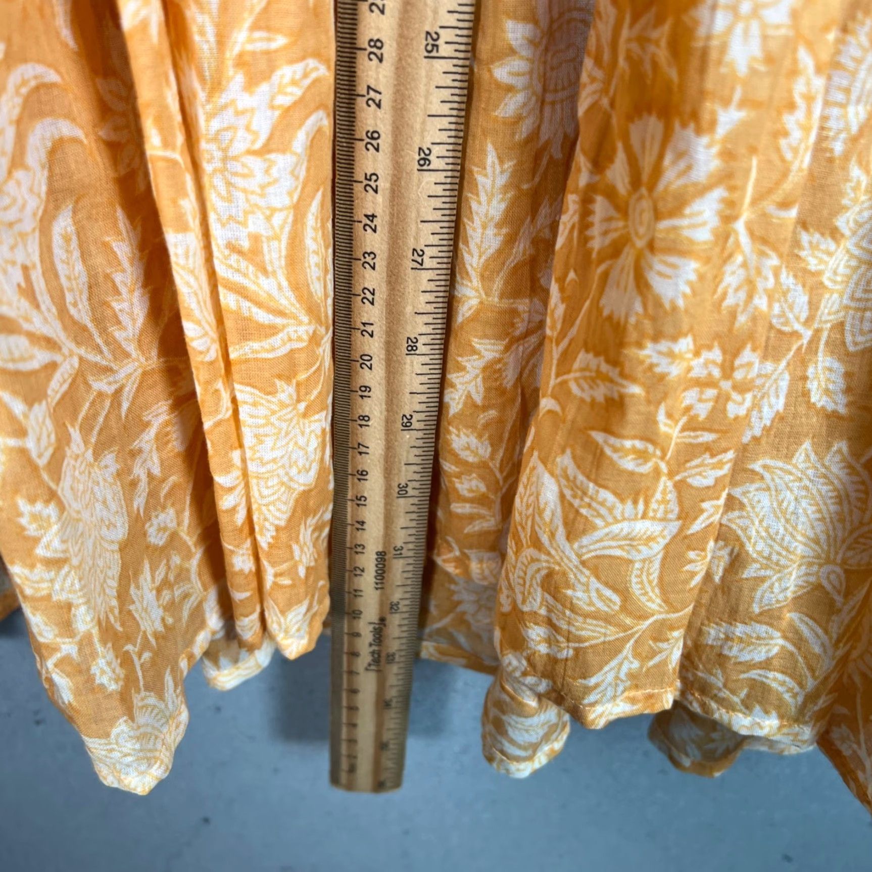 Vintage Daughters Of India Womens Small Yellow Orange Floral Cotton Dress Boho Maxi Vintage Shirt Size S / US 4 / IT 40 - 7 Thumbnail