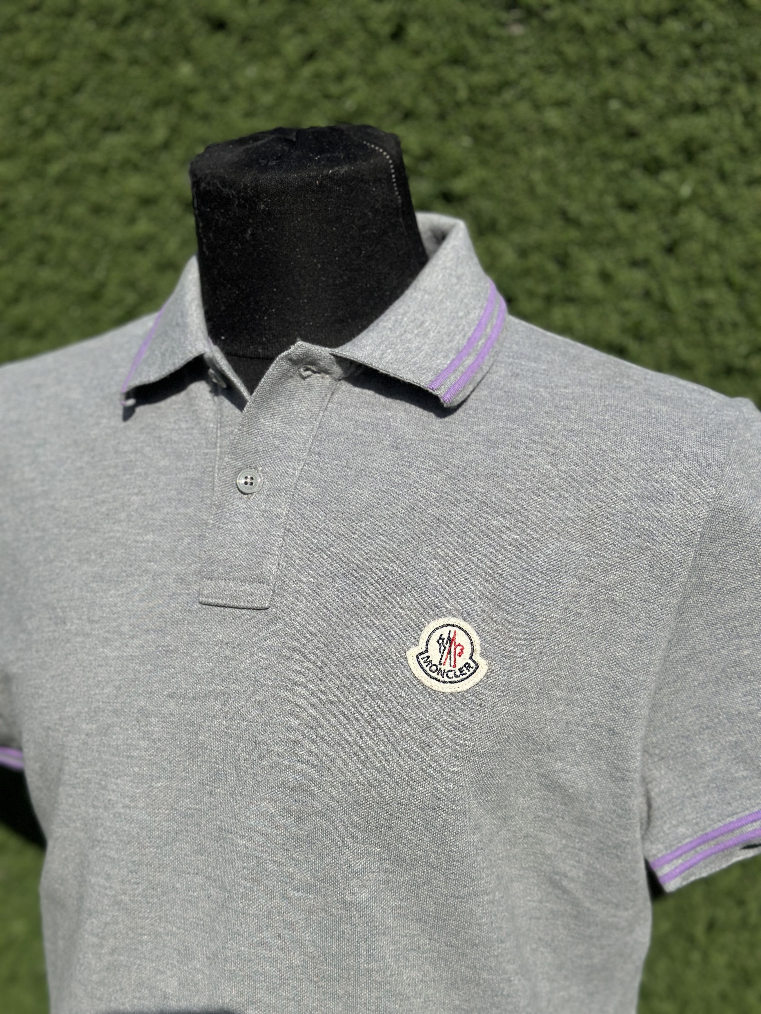 Moncler Moncler Classic Pique Polo Shirt Logo Patch Gray Size XL Size US XL / EU 56 / 4 - 7 Thumbnail