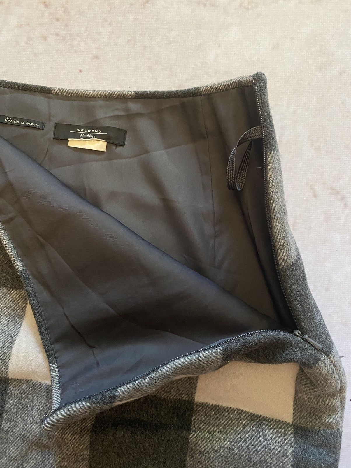Max Mara Max Mara x Weekend Luxury Wool Checkered Midi Skirt Y2k Rare Size 32" / US 10 / IT 46 - 5 Thumbnail