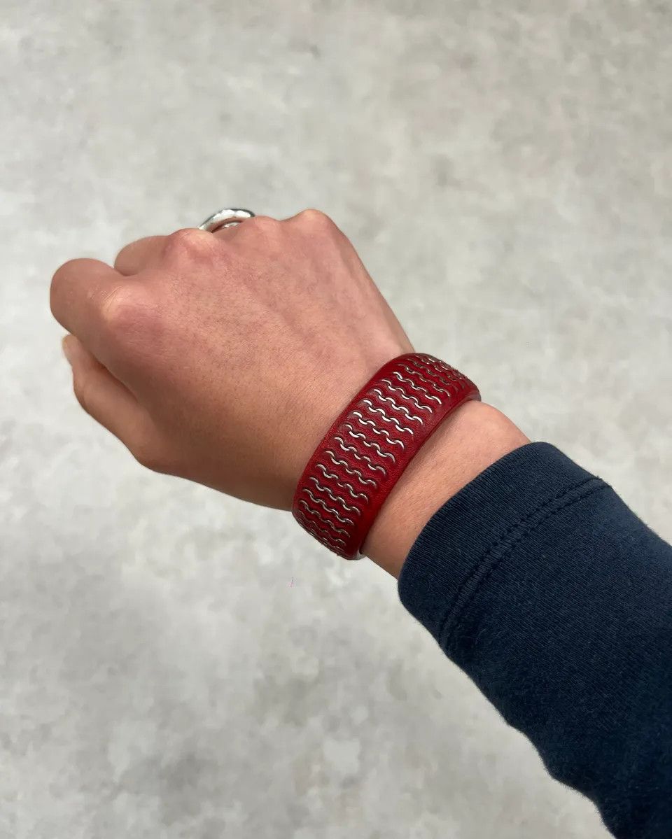 Marithe + Francois Girbaud Marithé + François Girbaud Red Studded Leather Bracelet Size ONE SIZE - 1 Thumbnail