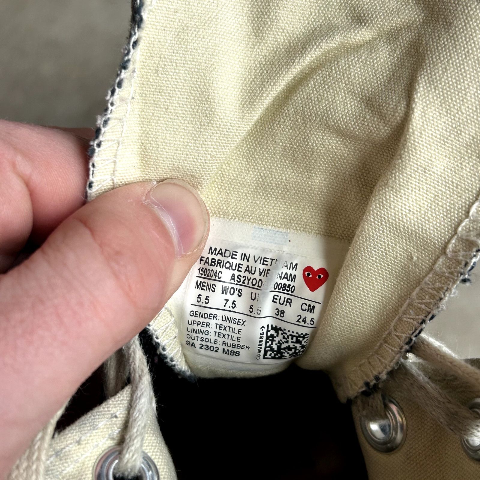 Vintage Worn CDG x Converse Mens: 5.5 Size US 5.5 / EU 38 - 5 Thumbnail