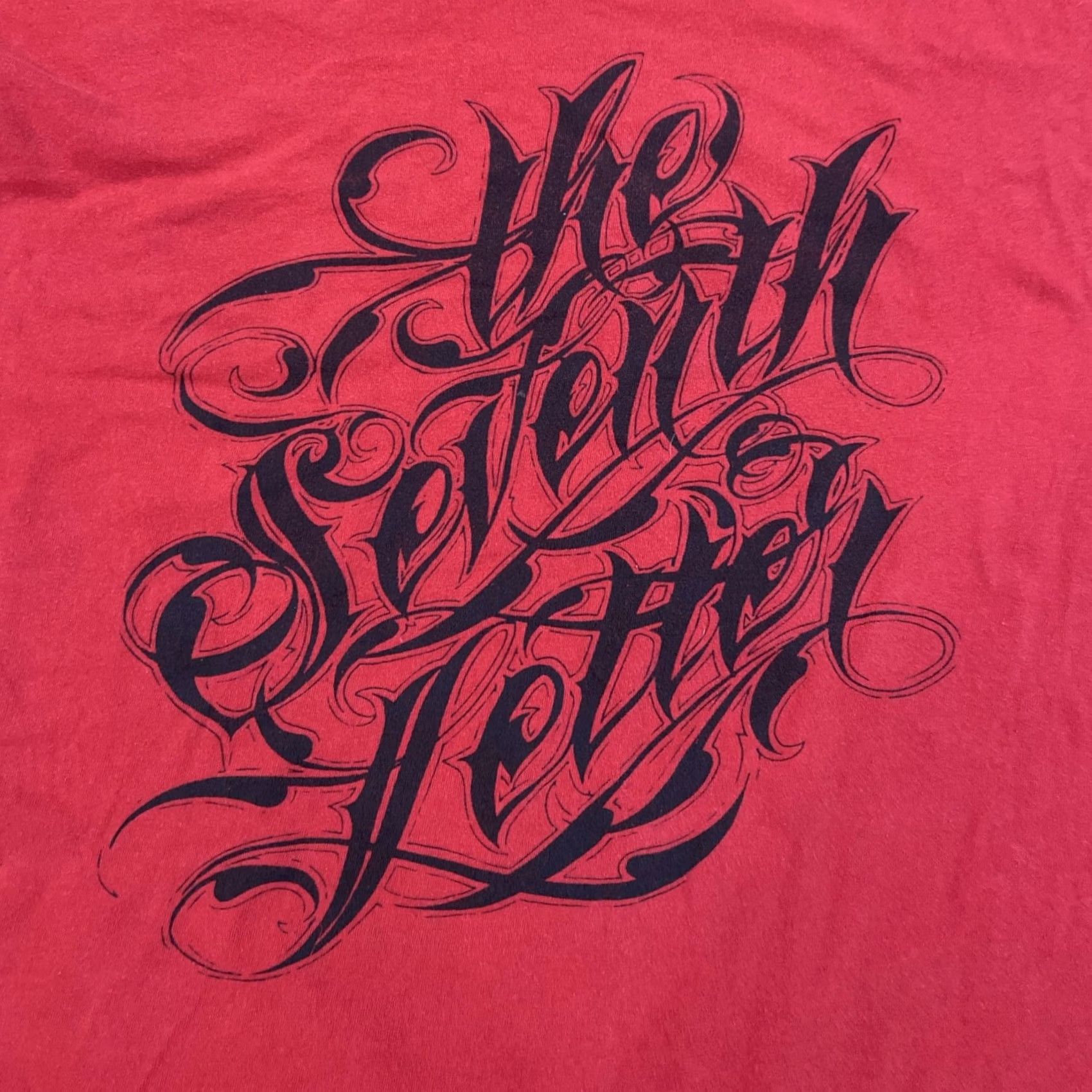 Vintage VINTAGE The Seventh Letter Men's T-Shirt Red Graphic Print Cotton Crew Neck Short Sleeve L Size US L / EU 52-54 / 3 - 2 Thumbnail