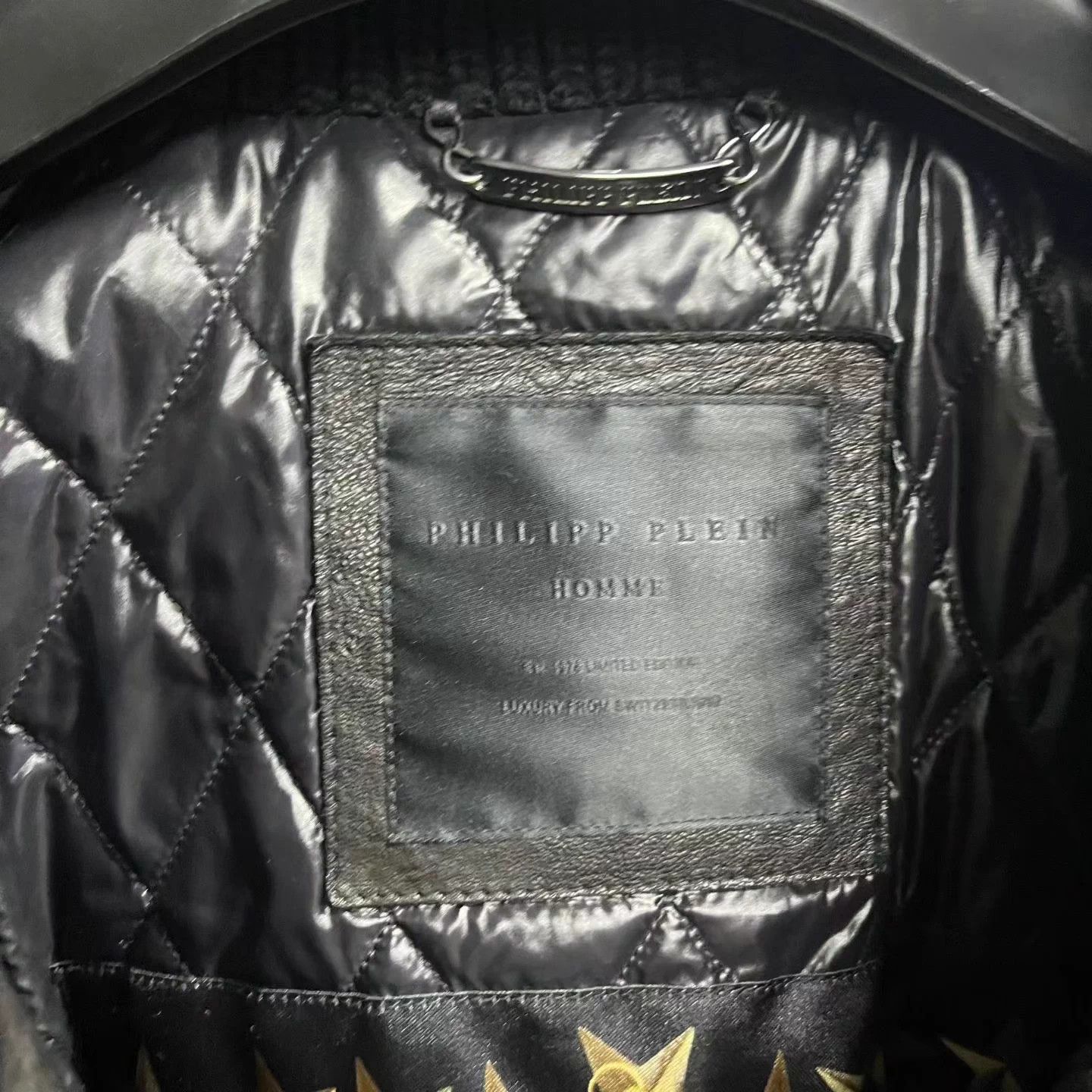 Philipp Plein Philipp Plein Men's Black Stand Collar Leather Jacket L Size US L / EU 52-54 / 3 - 3 Thumbnail