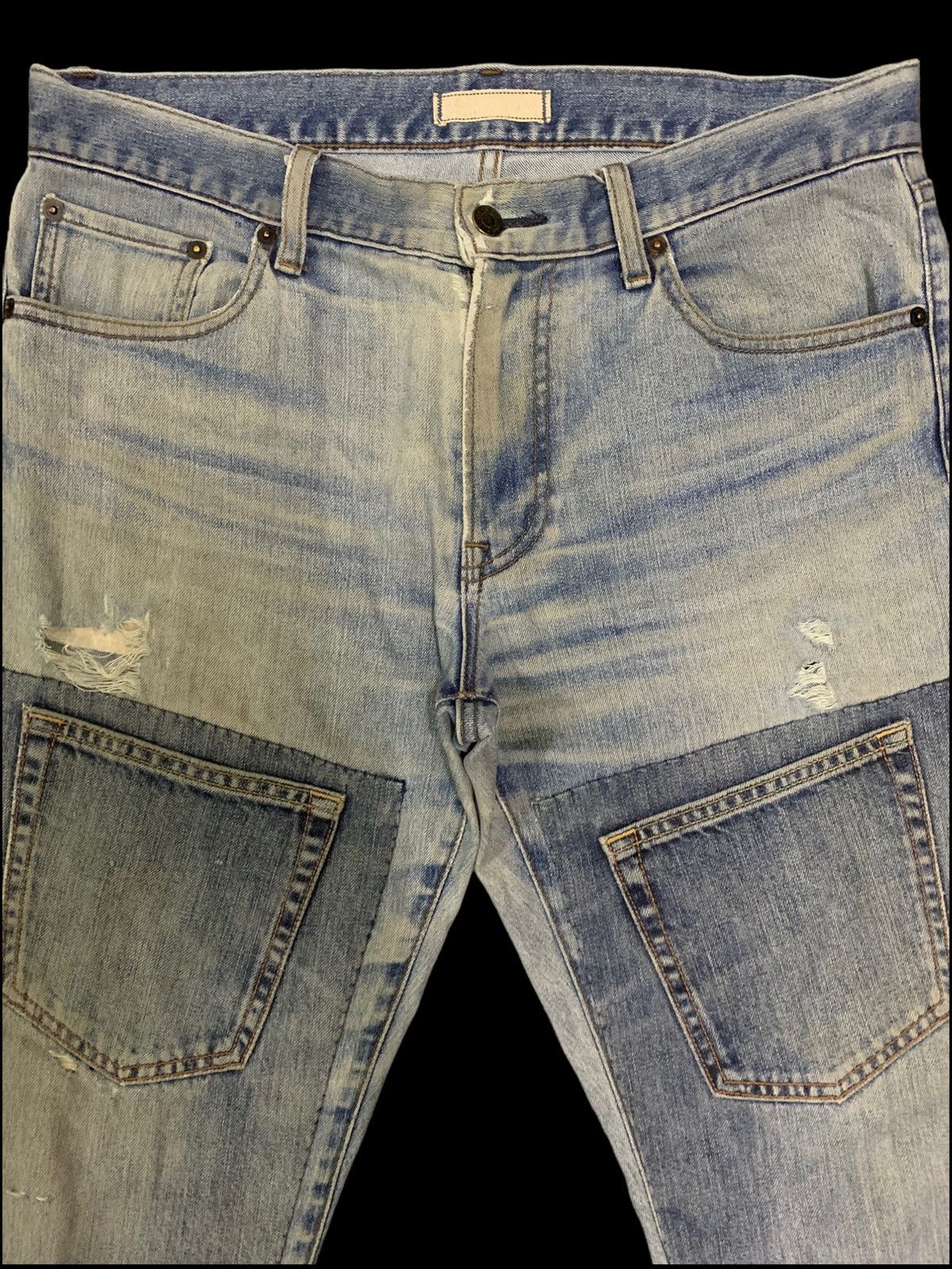 Undercover × Uniqlo Vintage Uniqlo Blue Wash Patchwork Distressed Jeans (Rework) Size US 33 - 3 Thumbnail