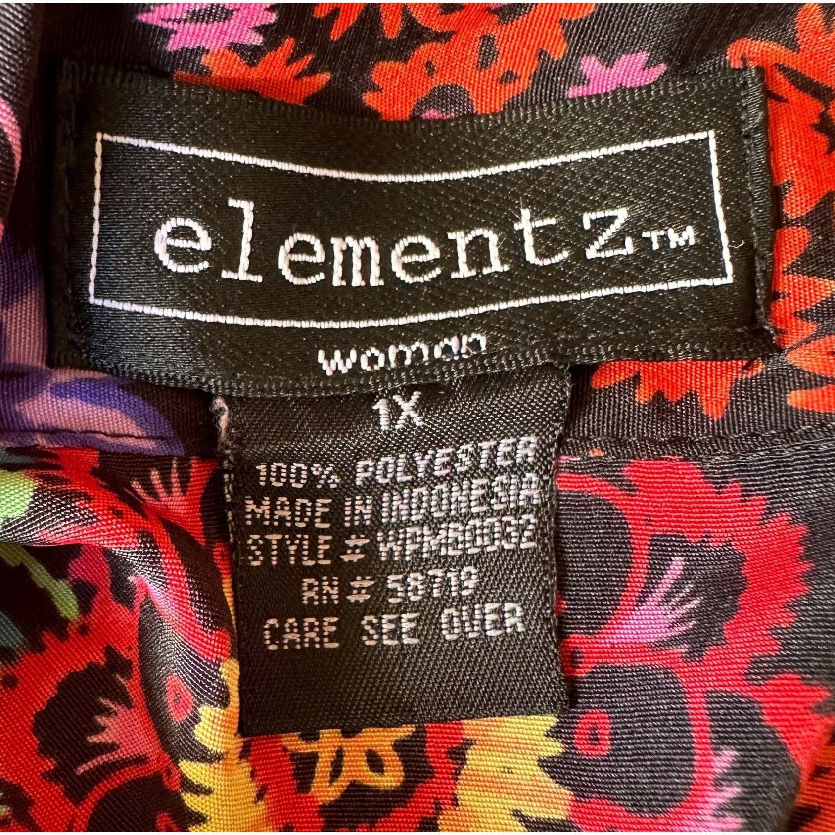 Vintage VTG Elementz Blouse Woman 1X Black Floral Shirt Button Short Size XL / US 12-14 / IT 48-50 - 12 Thumbnail