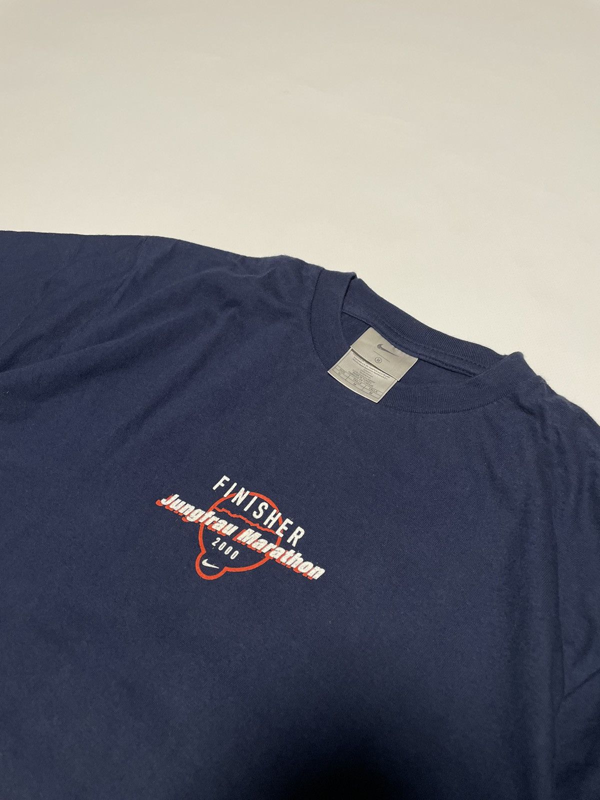 Nike × Vintage Nike Vintage 90’s Big Logo Jungfrau Marathon 2000 T-Shirt Size US M / EU 48-50 / 2 - 4 Thumbnail