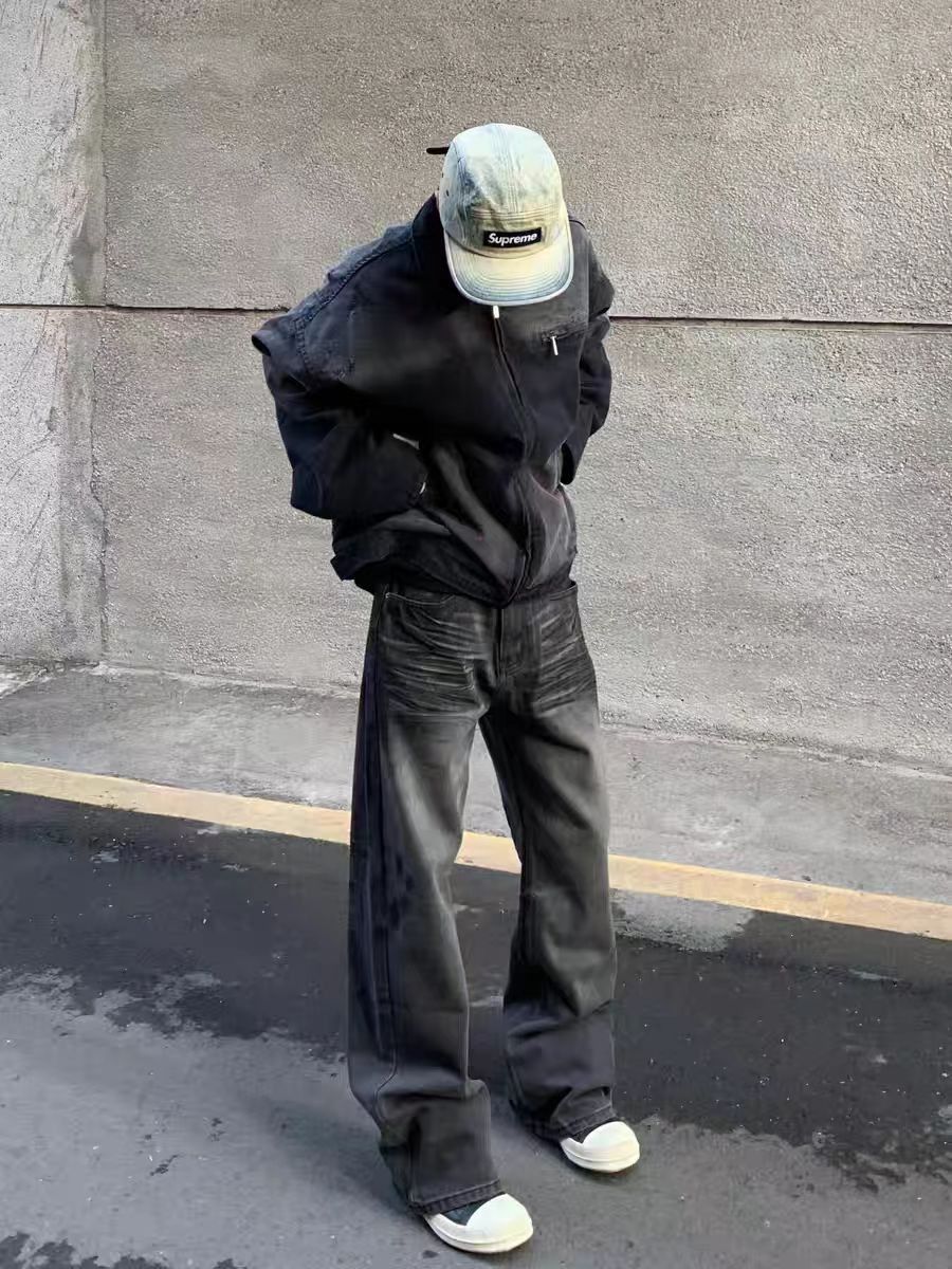 Designer × Jean × Vintage Washed and dirty dyed distressed micro flare baggy jeans Size US 34 / EU 50 - 5 Thumbnail