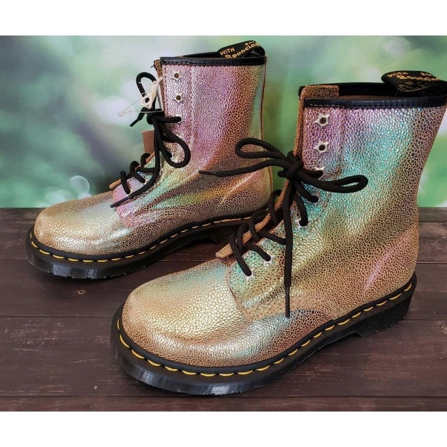 Dr. Martens Dr Doc Martens Rainbow Ray Gold Suede Leather 1460 Boots 6 Size US 6 / IT 36 - 2 Thumbnail