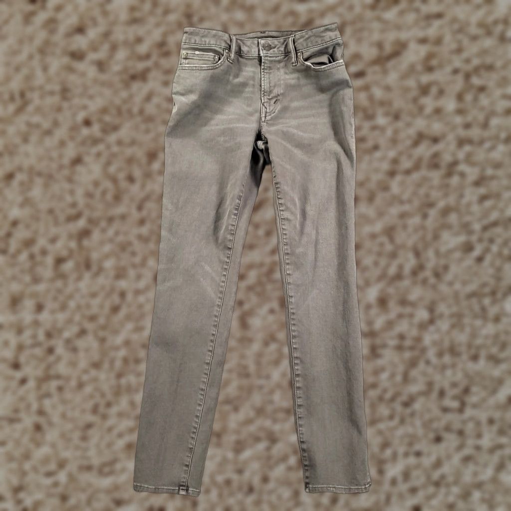 American Eagle Outfitters American Eagle Outfitters Jeans 28x32 Gray Slim Straight 5-Pocket Denim Cotton Blend Stretch Distressed Logo Button Zip AEO Size US 29 - 1 Thumbnail
