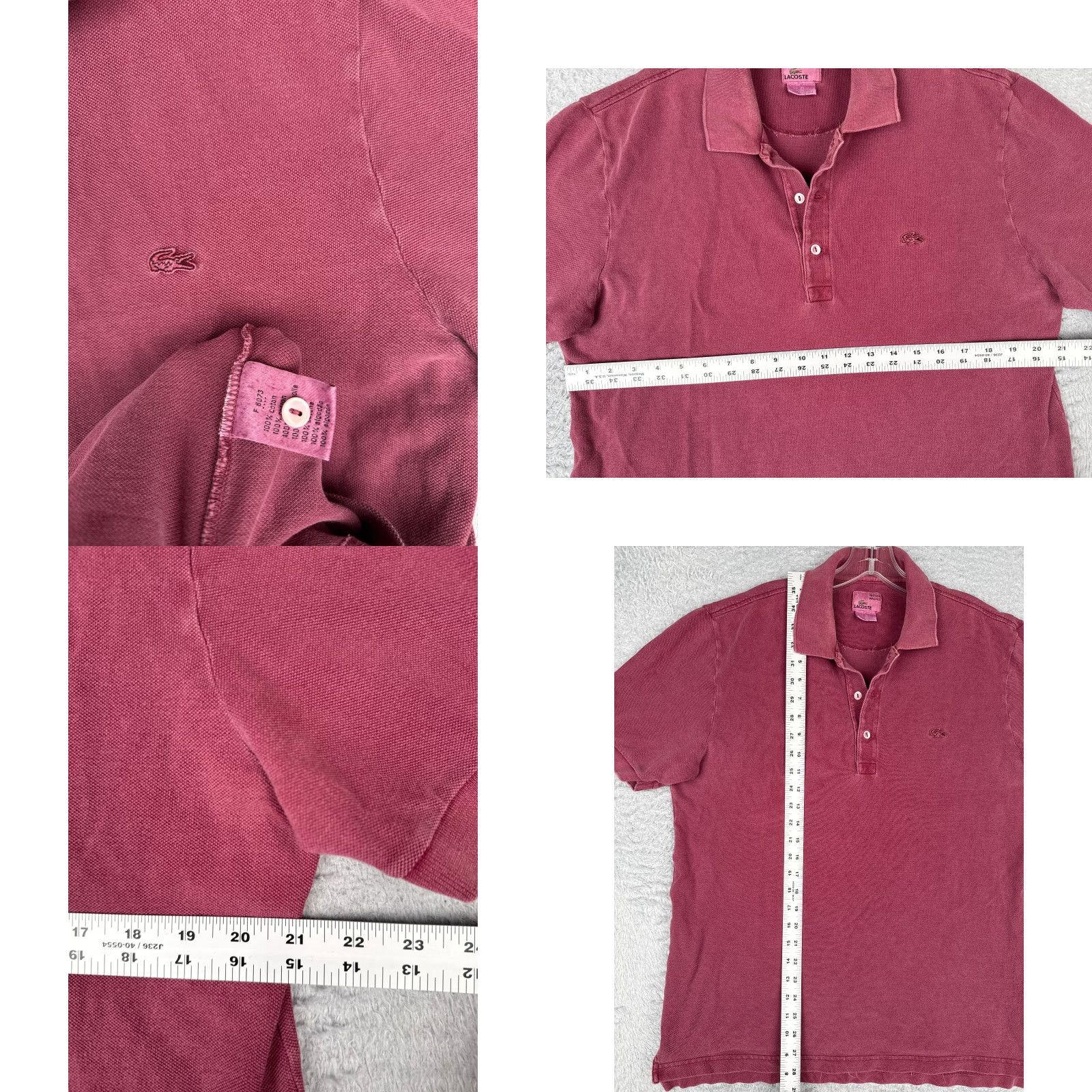 Lacoste VINTAGE Lacoste Polo Shirt Men 5 Red Short Sleeve 100% Cotton Croc Logo Slim Golf Read Size US S / EU 44-46 / 1 - 8 Thumbnail