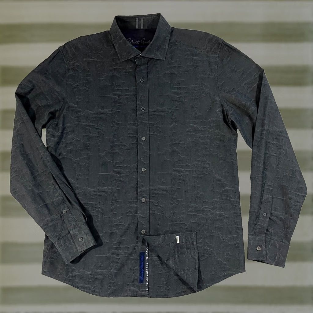 Robert Graham VINTAGE Robert Graham Men’s Button-Up Jacquard Shirt Tailored Size L Gray Cotton Modern American Size US L / EU 52-54 / 3 - 1 Thumbnail