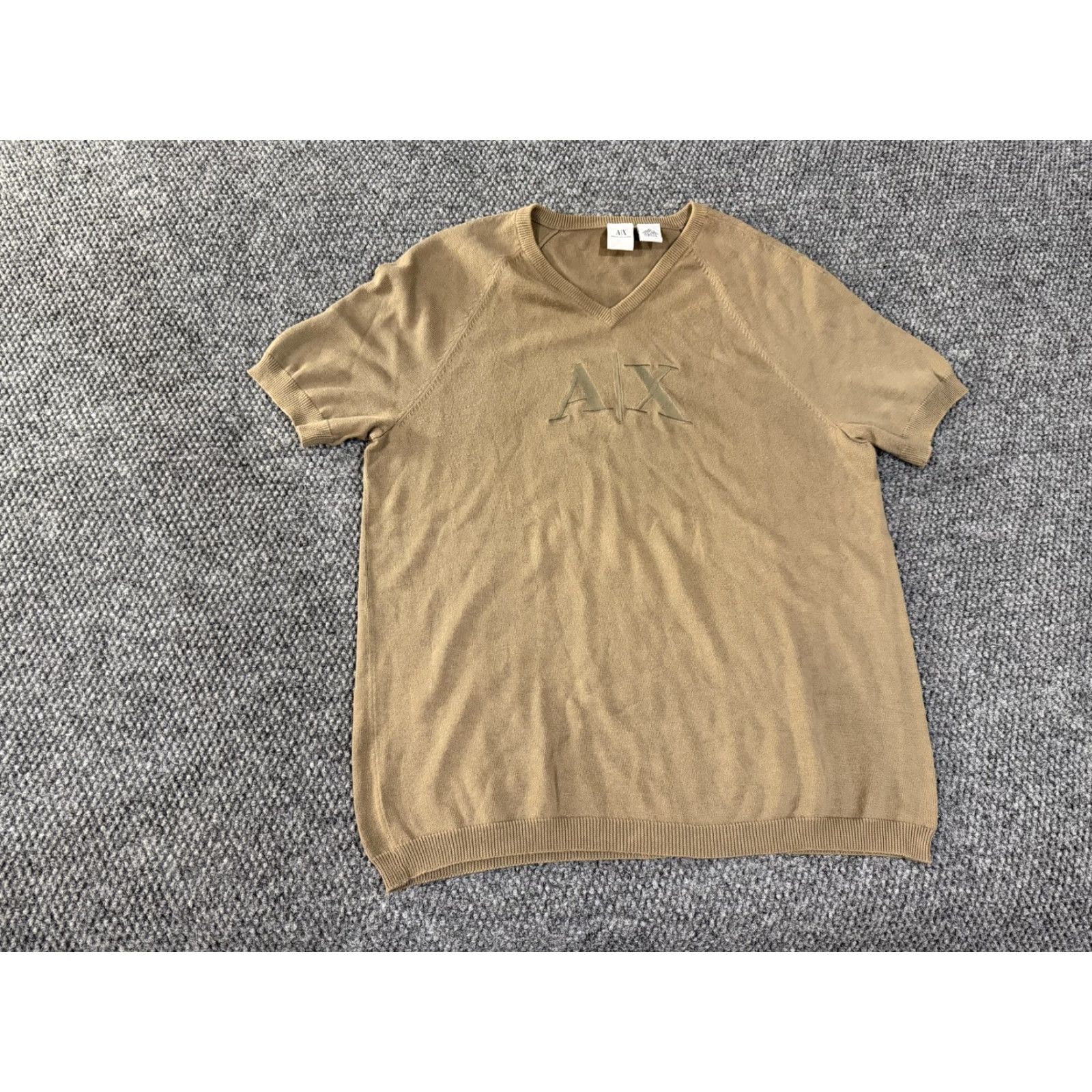 Armani Exchange Armani Exchange Sweater Mens XL Brown V-Neck Short Sleeve Cotton Knit A|X Logo Size US XL / EU 56 / 4 - 2 Thumbnail
