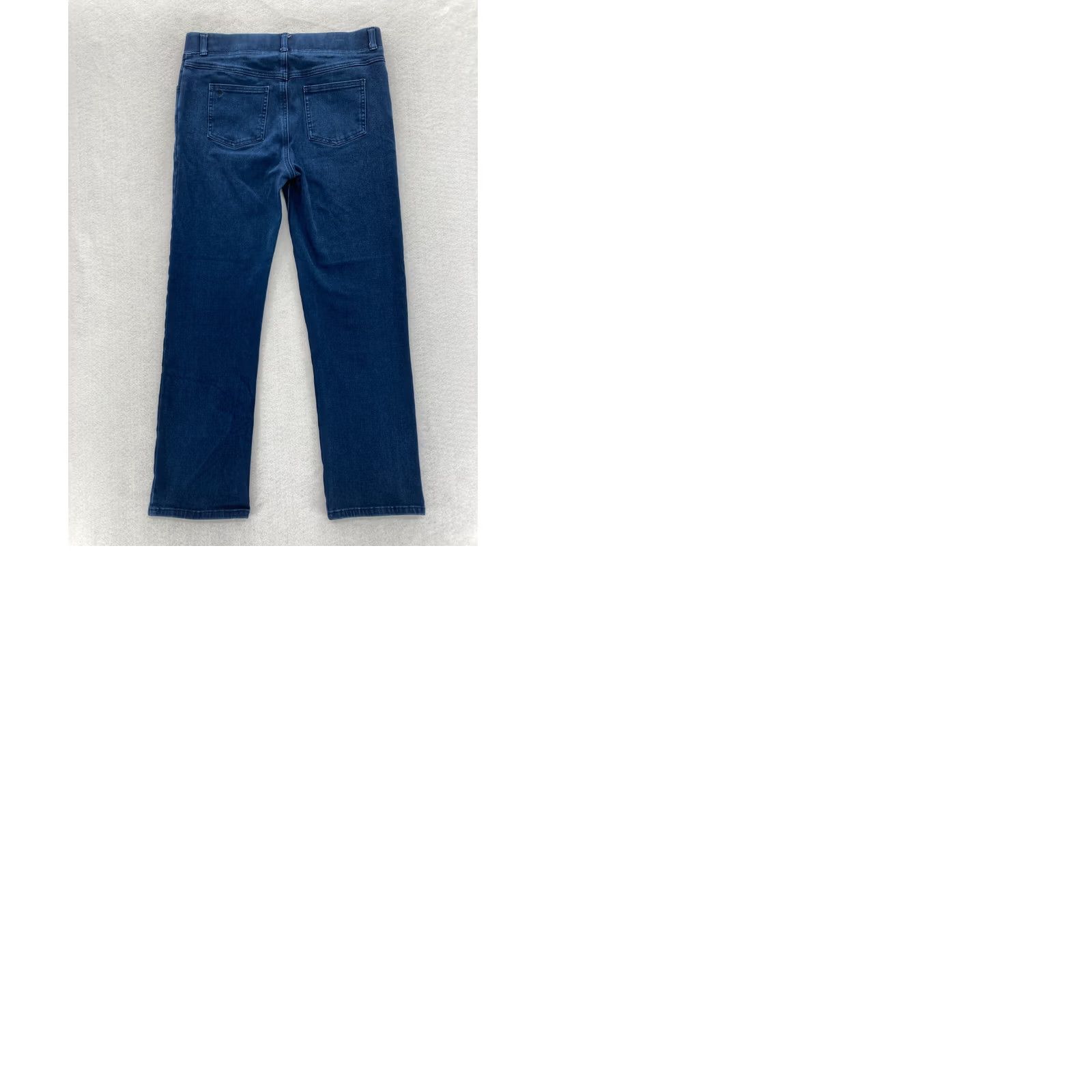Denime Betabrand Jeans Women's Medium Petite Dark Blue Stretch Denim Pull On Straight Jeans Size 30" / US 8 / IT 44 - 9 Thumbnail