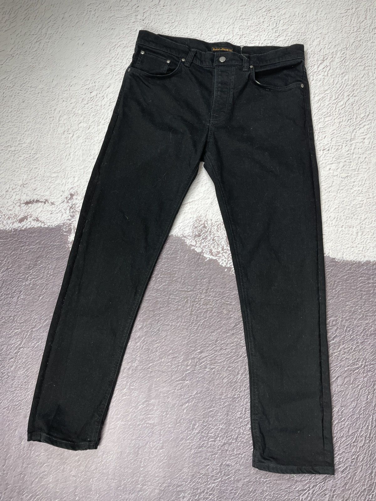 image of Nudie Jeans Steady Eddie Ii Dry Ever Black Denim Pants, Men's (Size 36)