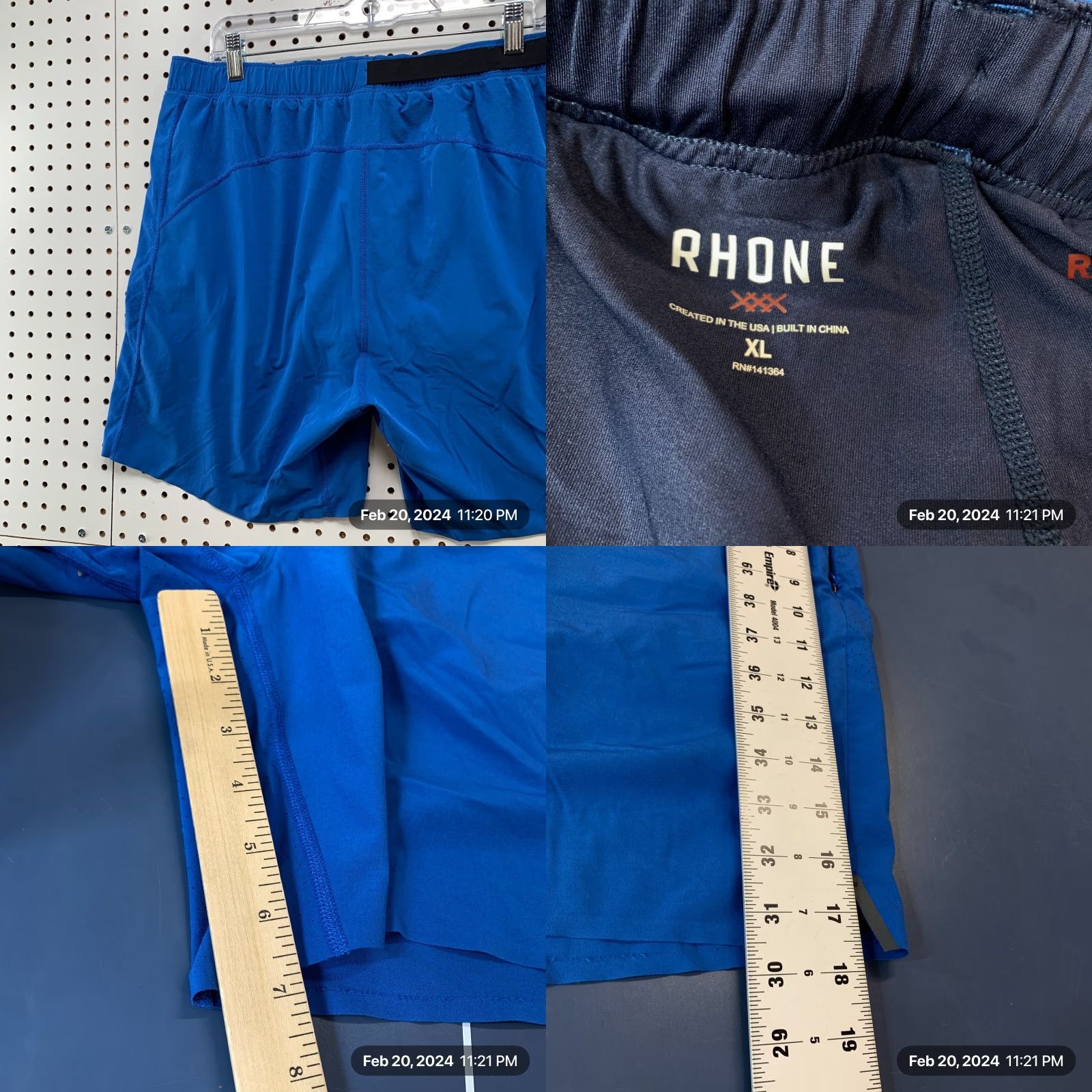Rhone Rhone Active Shorts Men XL Blue Work Out Train Zipper Pocket 35x7 Athletic Pattern Solid Pockets Size 40" / US 18 - 8 Thumbnail