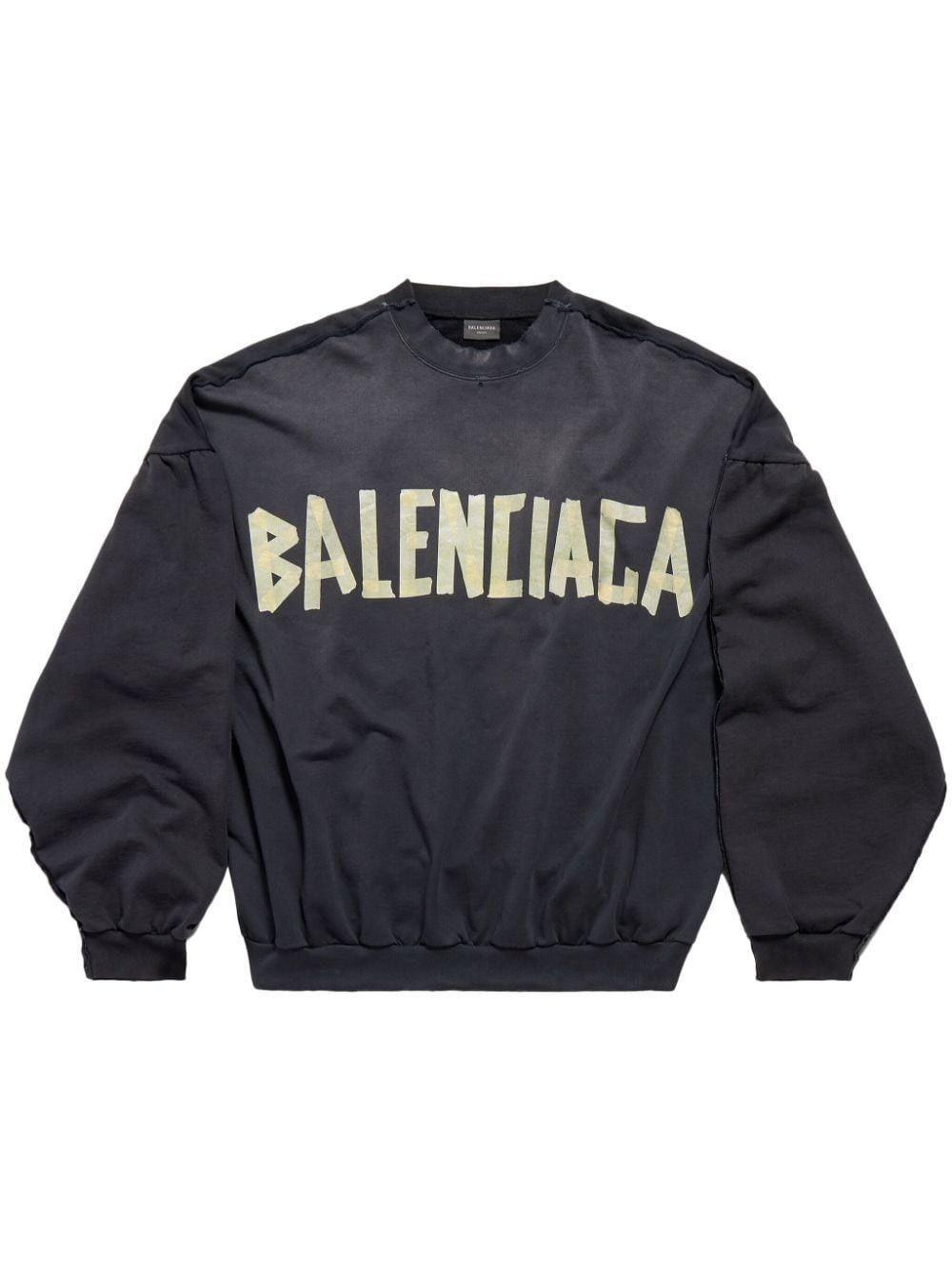 Balenciaga tape type double front sweatshirt in black Size US XXL / EU 58 / 5 - 1 Thumbnail