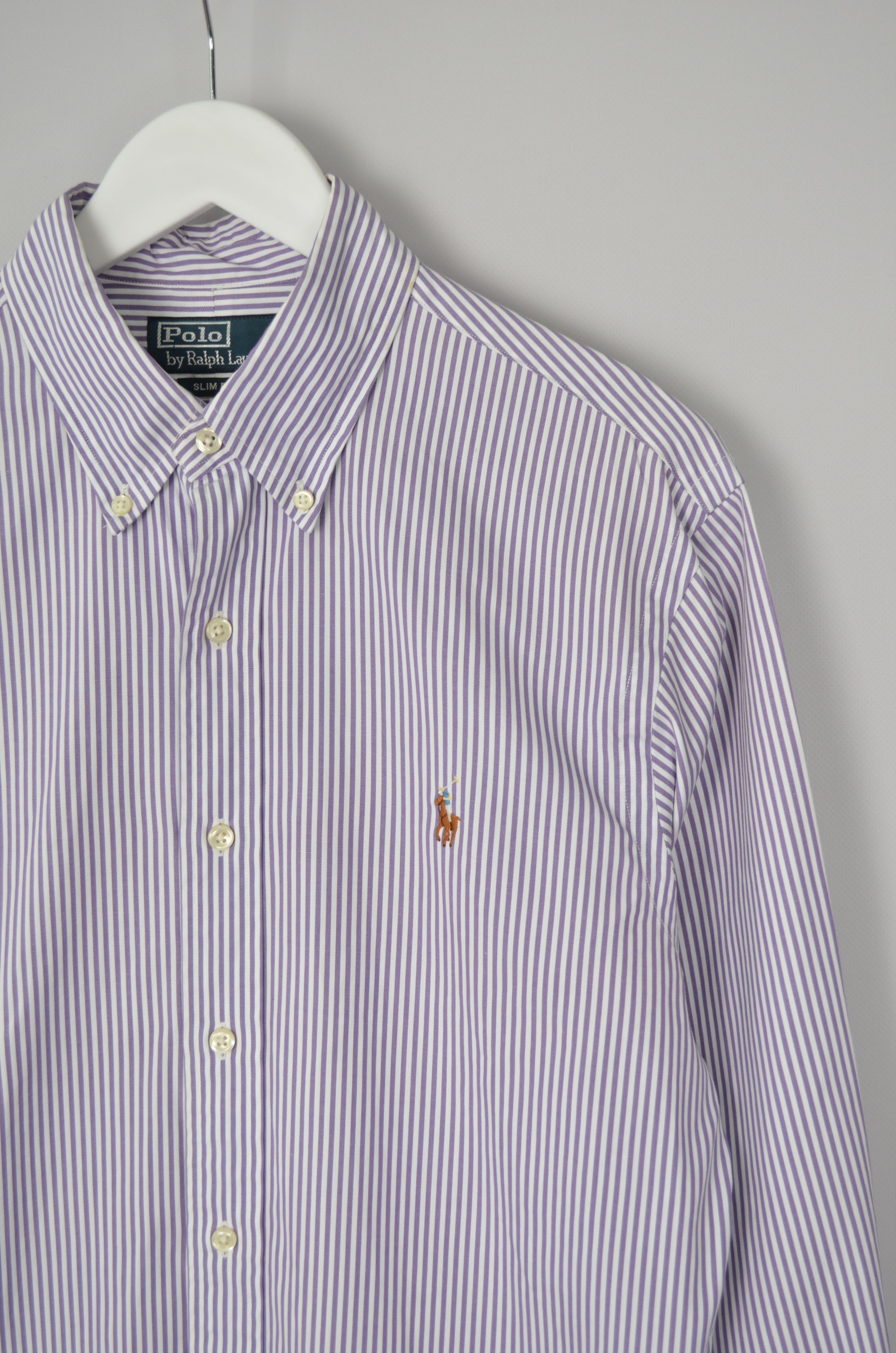Designer × Polo Ralph Lauren Polo Ralph Lauren Violet Striped L/S Shirt Size 39/M Slim Size US M / EU 48-50 / 2 - 3 Thumbnail