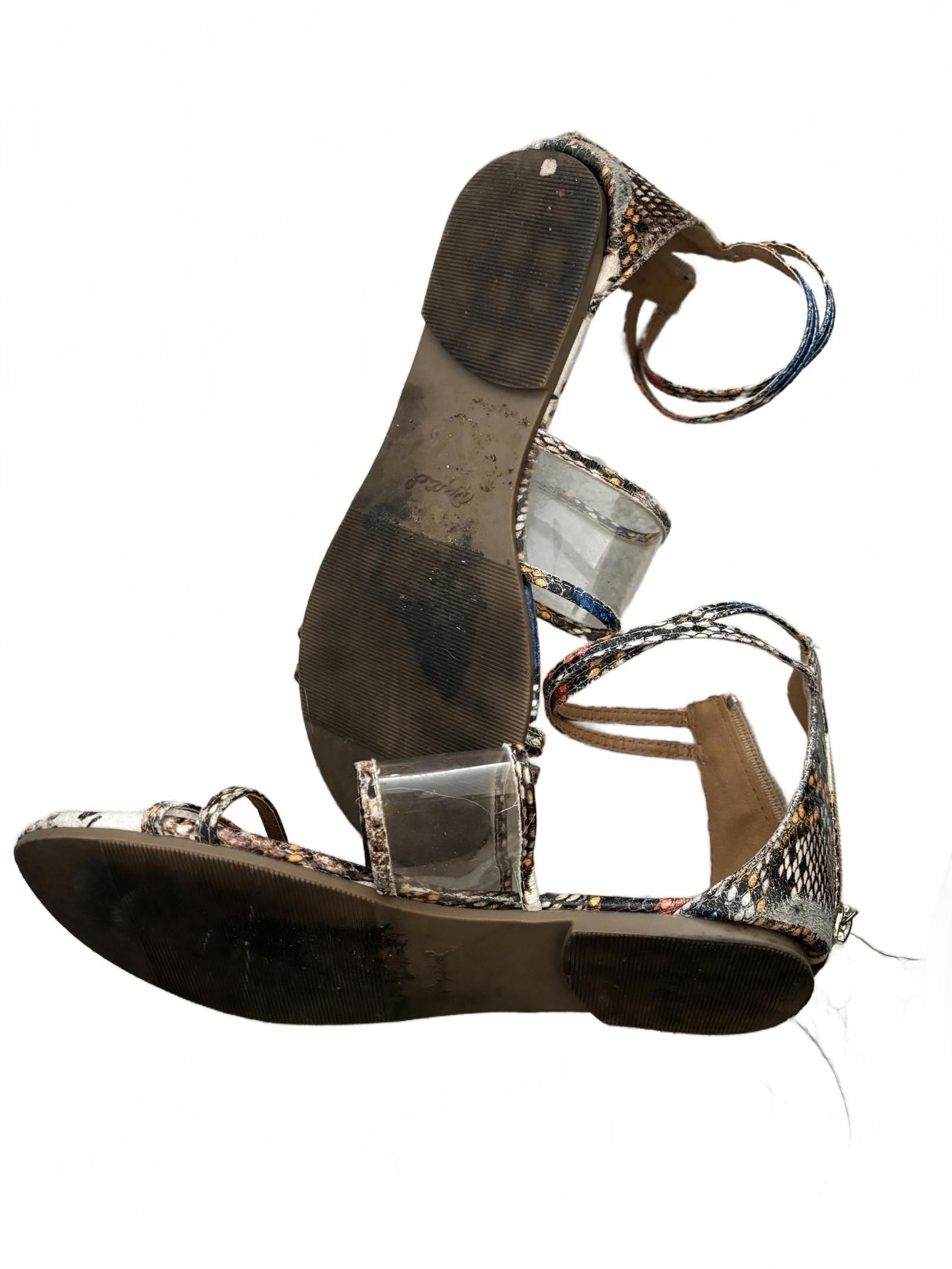 Designer EUC! Stylish Snakeskin Print Sandals with Clear Straps 7 Size US 7 / IT 37 - 4 Thumbnail